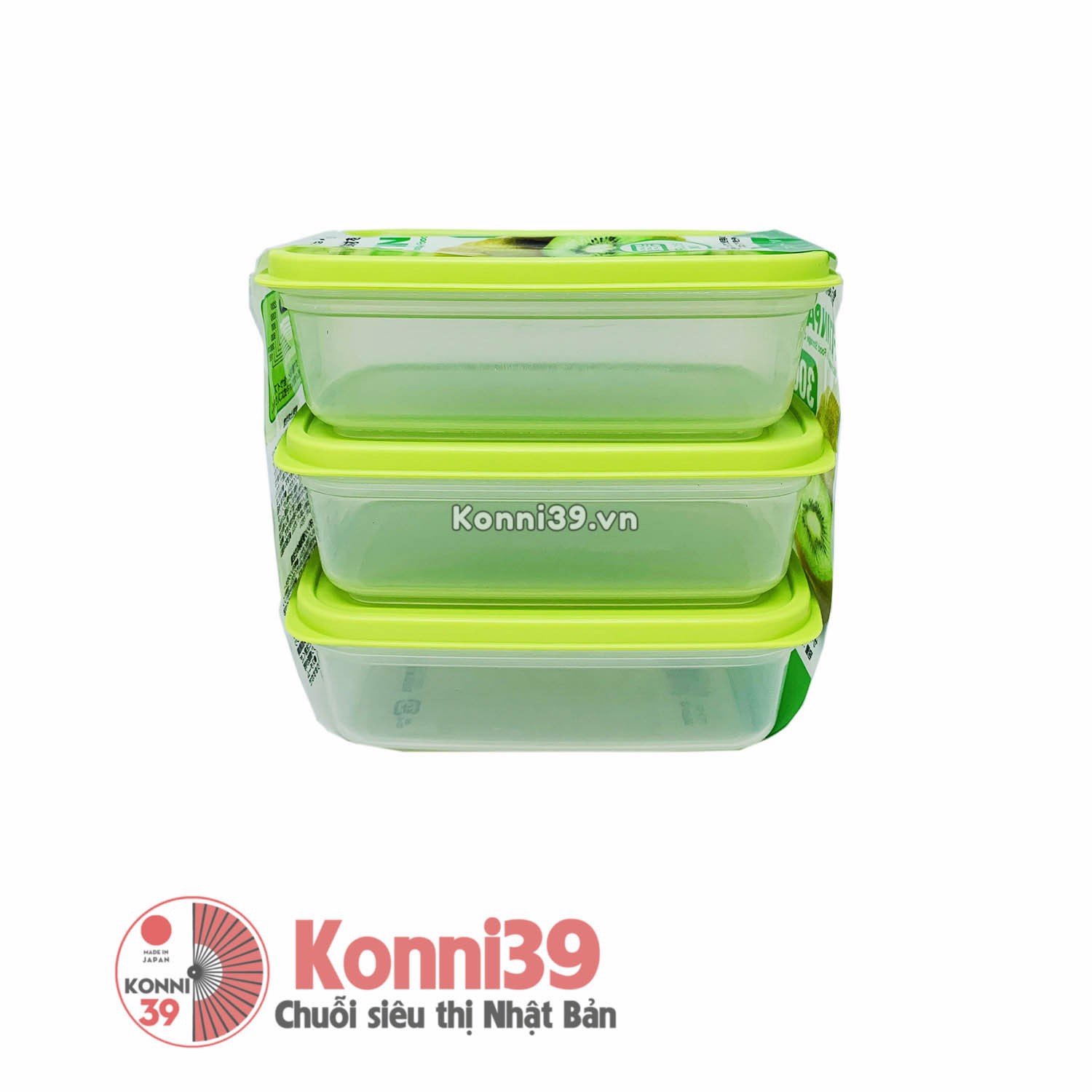 Set 3 hộp đựng thực phẩm chịu nhiệt Sanada 300ml (xanh )