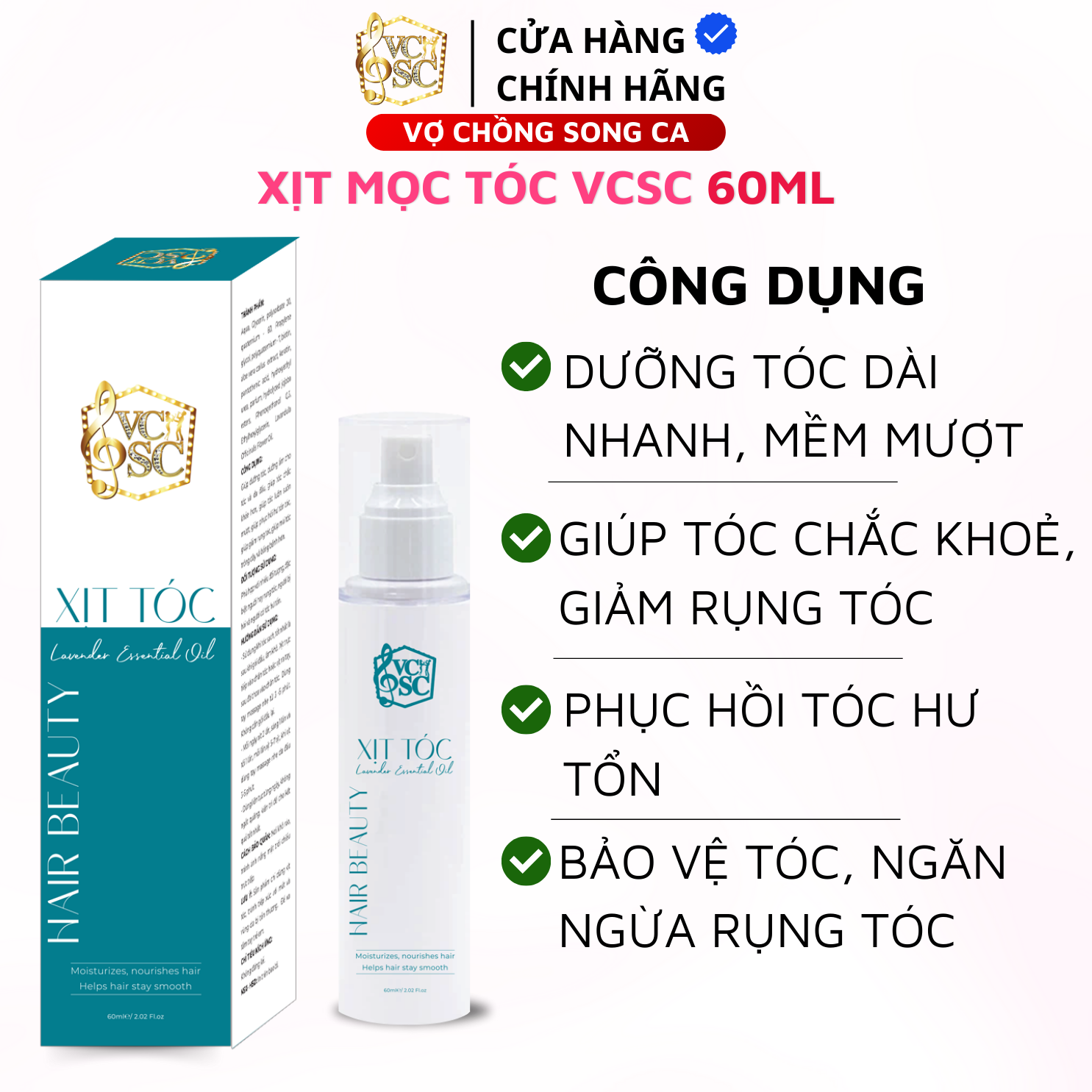 XỊT MỌC TÓC VCSC , HỖ TRỢ MỌC TÓC, GIẢM GẪY RỤNG TÓC