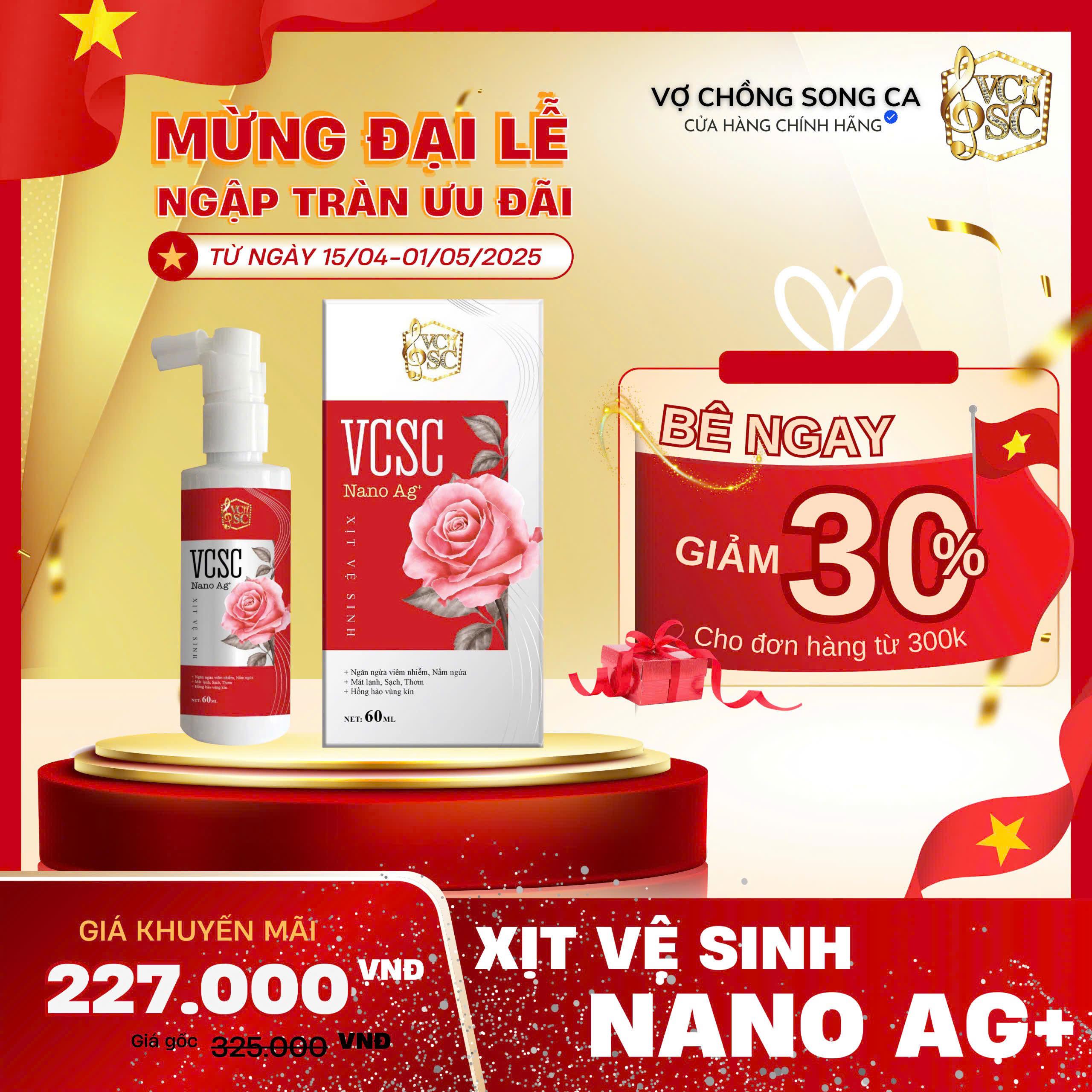 Xịt Vệ Sinh Cô Bé VCSC Nano Bạc Hỗ trợ điều trị viêm nhiễm, nấm ngứa, khí hư , huyết trắng