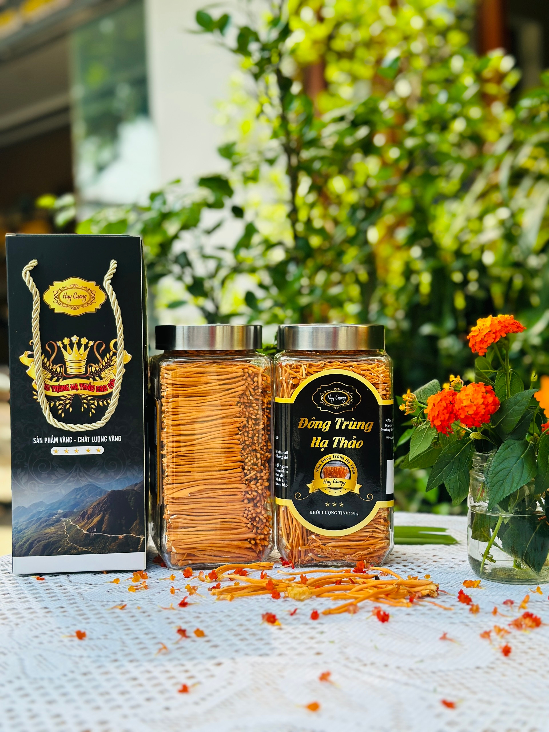 Đông trùng hạ thào Huy Cương loại VIP lọ 50G túi giấy mềm