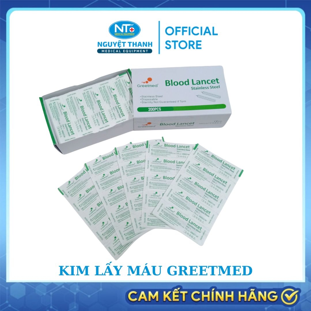 Kim lấy máu Blood Lancet Greetmed - Tiện Lợi, An Toàn. Hộp 200 Cây.
