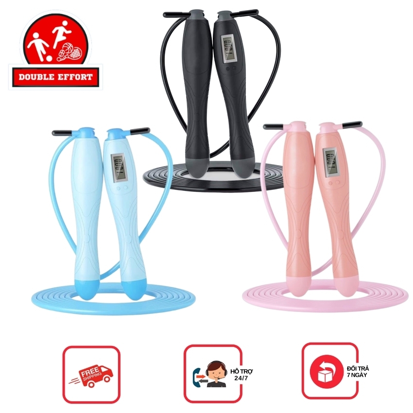 [FREESHIP] Dây nhảy thể dục gym đếm số tự động, dây nhảy thể thao, dây nhảy giảm cân đốt mỡ DOUBLE EFFORT DN01 lõi thép mỏng nhẹ, đẹp