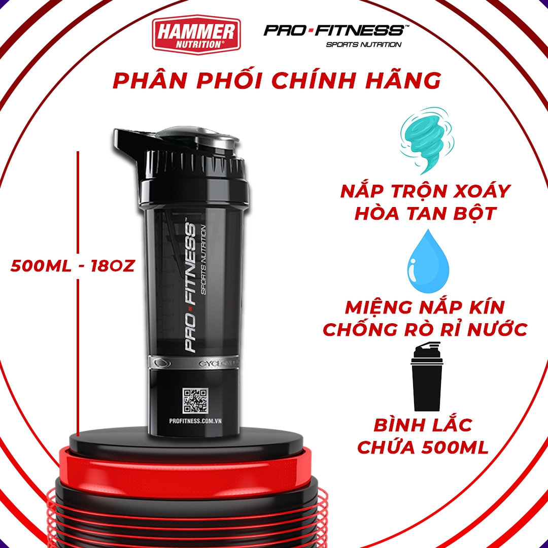 Bình Shaker 3 ngăn chính hãng Profitness Sport Nutrition Viet Nam có lò xo đựng Mass, Whey, BCAA tiện lợi (500ml)