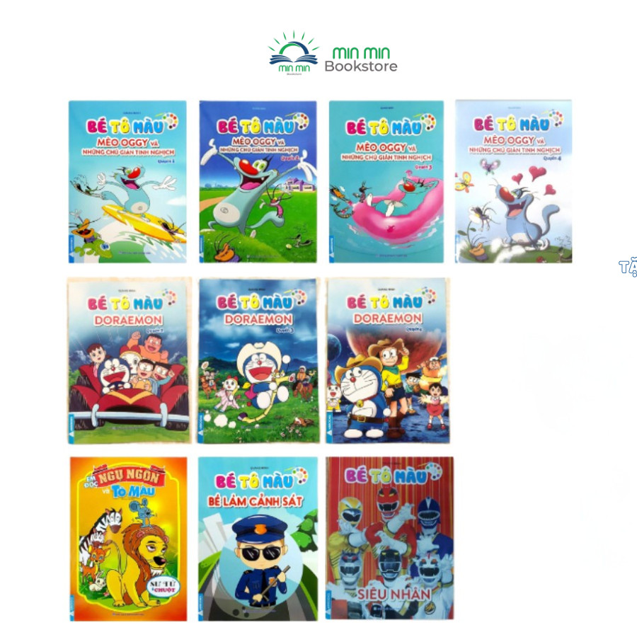 Combo 10 cuốn bé tập tô bé thỏa sức sáng tạo tặng 01 hộp sáp 24 màu