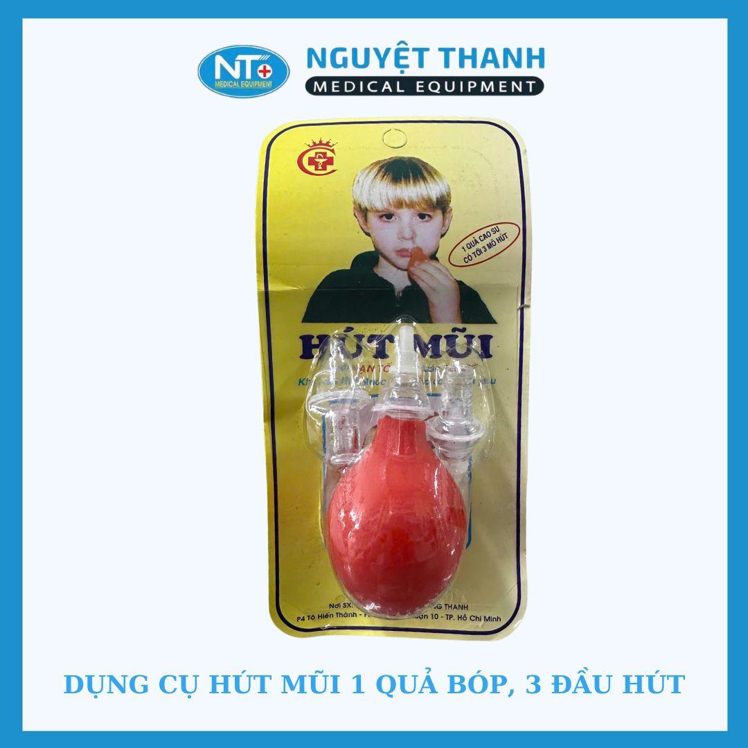 Dụng Cụ Hút Mũi 1 Quả Bóp, 3 Đầu Hút