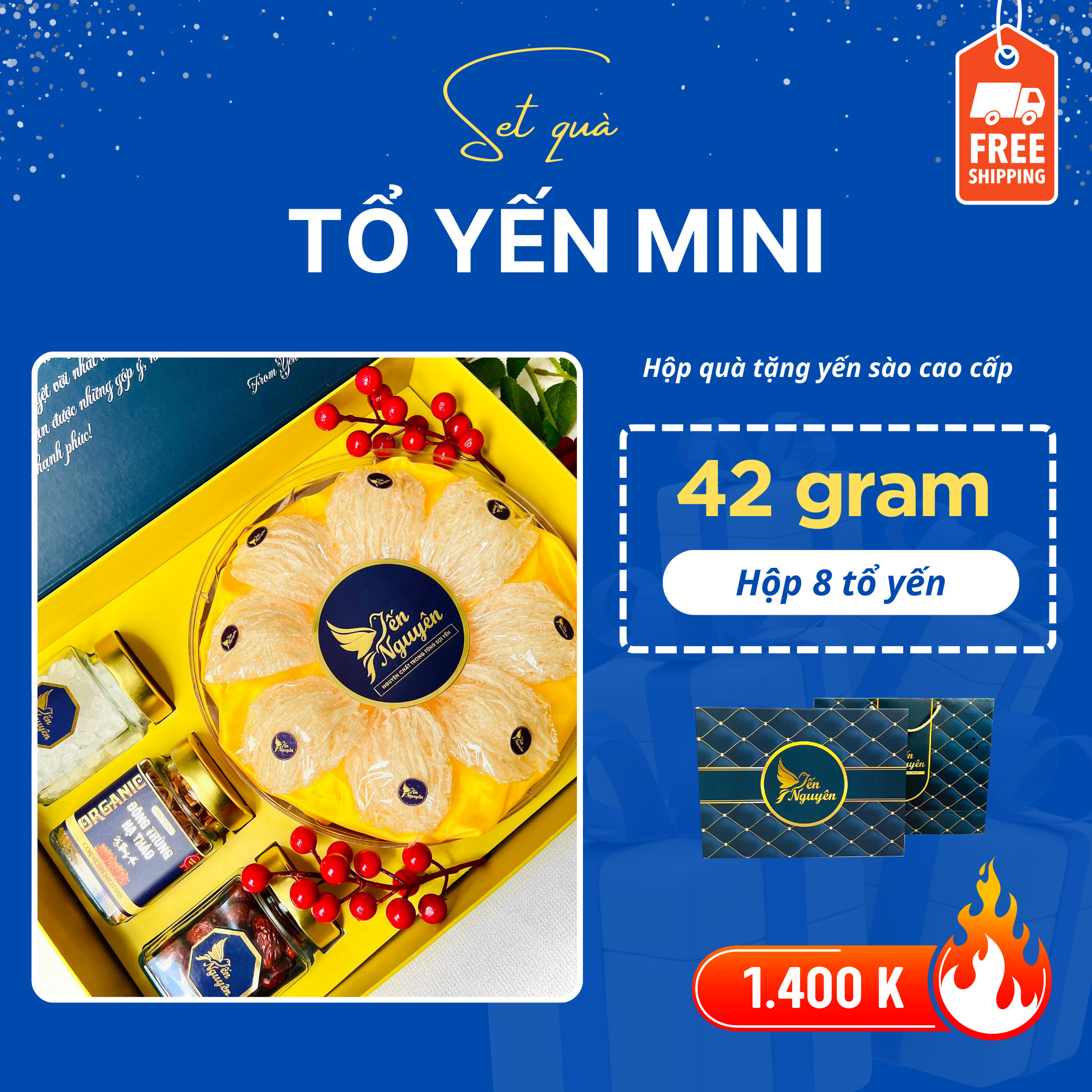 HỘP QUÀ YẾN 8 TỔ MINI - MUA 01 TẶNG 03