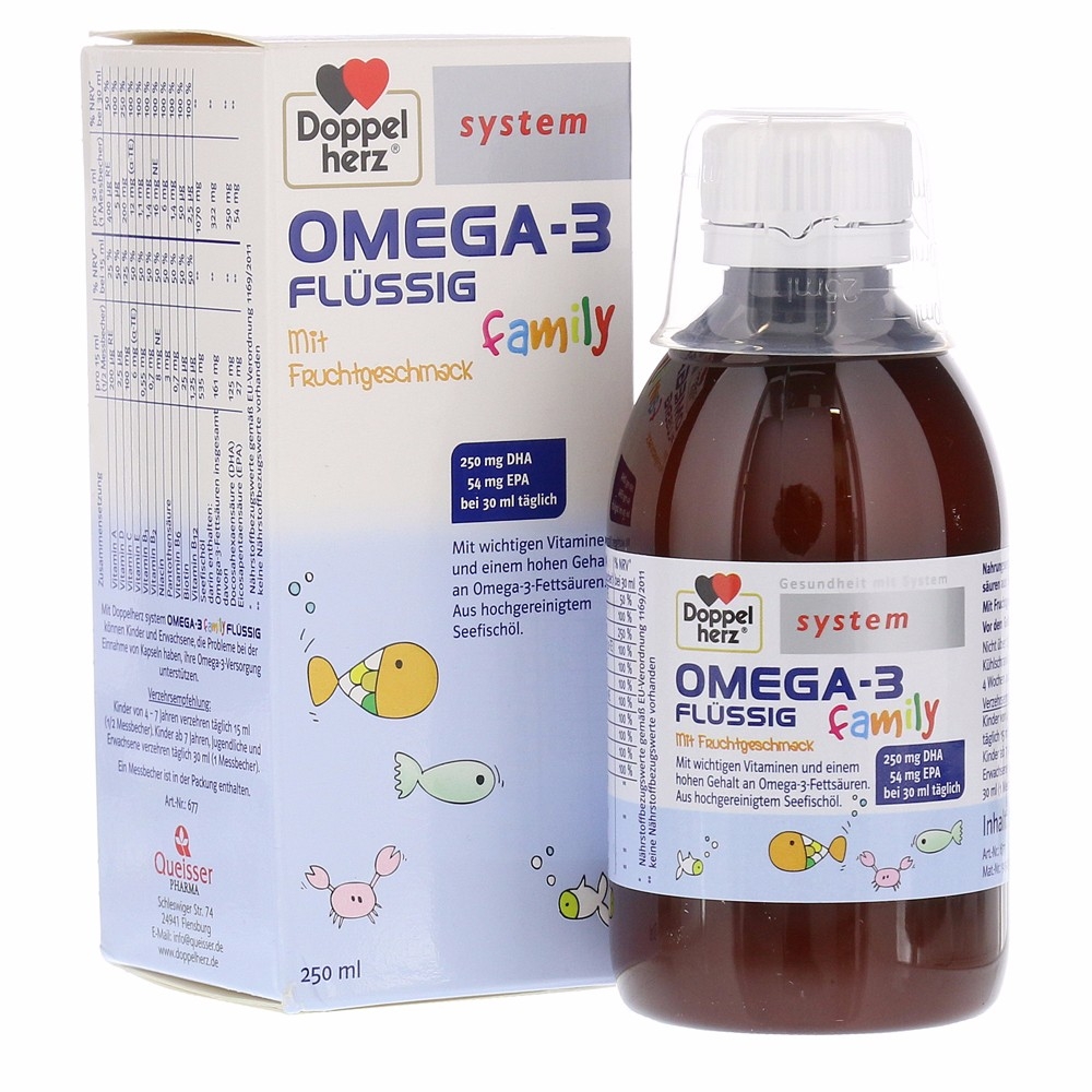 OMEGA 3 DHA và EPA - Siro uống bổ sung OMEGA3 family Doppelherz system, 250ml