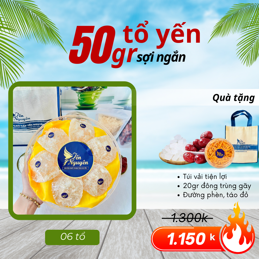 50GR TỔ YẾN SỢI NGẮN - TẶNG TÚI VÀ GIA VỊ CHƯNG YẾN