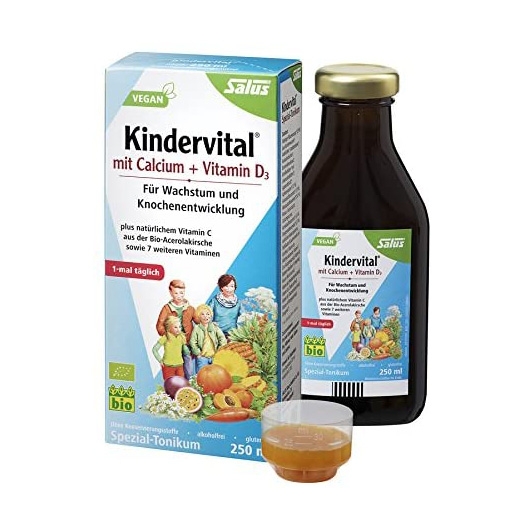 SALUS Kindervital Calcium+D3 - Siro tăng chiều cao cho trẻ em, lọ 250ml
