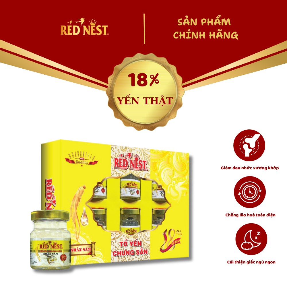 YẾN SÀO KHÁNH HÒA NHÂN SÂM 18% HỘP QUÀ REDNEST