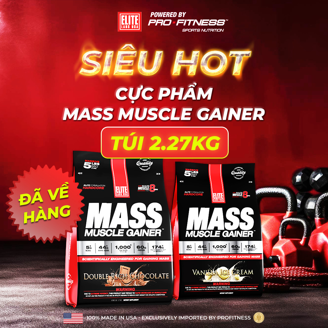 Sữa Mass Tăng Cân Tăng Cơ Mass Muscle Gainer Elite Labs USA Sữa Tăng Cân Nhanh Cho Người Gầy, Cải Thiện Cân Nặng, Cơ Nạc