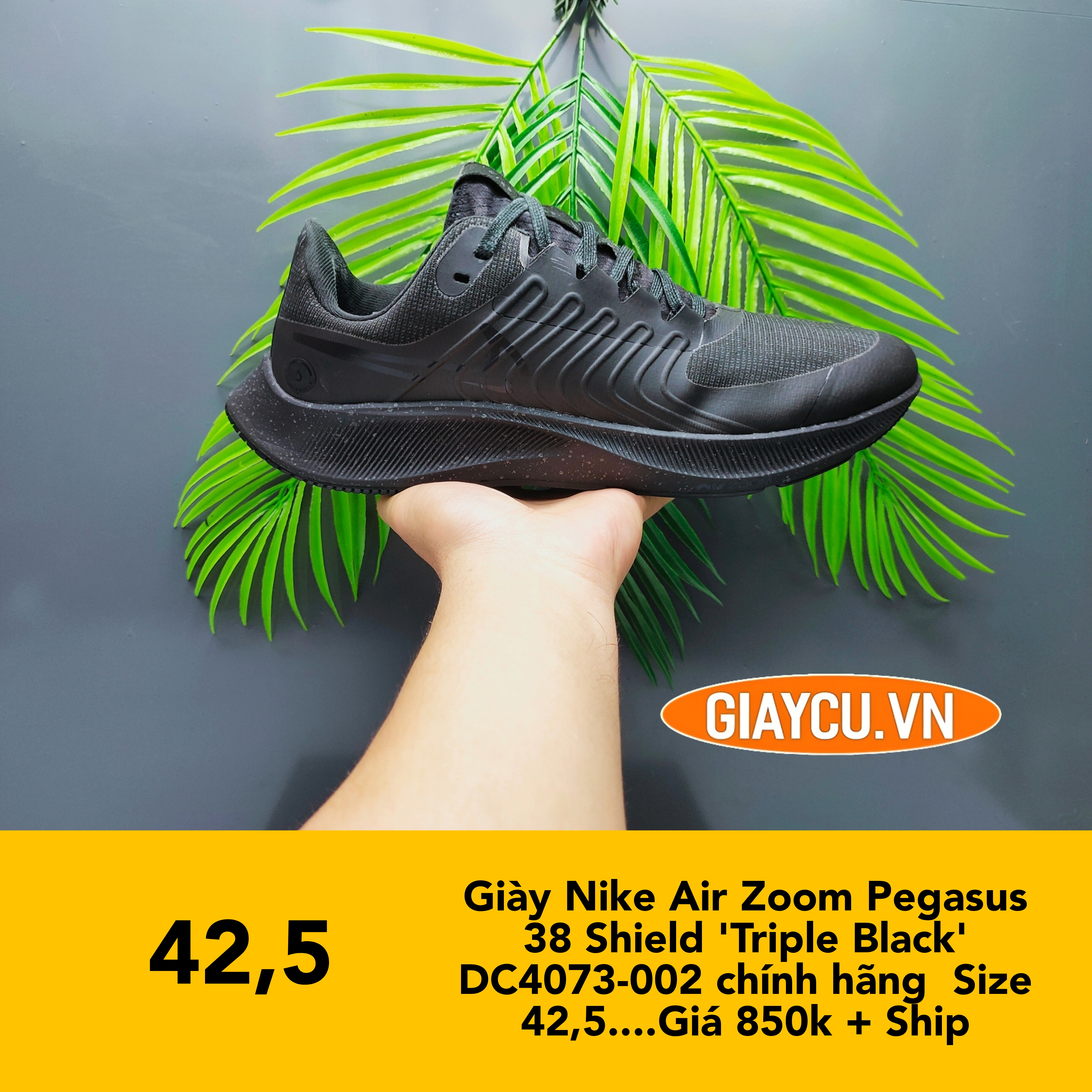Giày Nike Air Zoom Pegasus 38 Shield 'Triple Black' DC4073-002 chính hãng