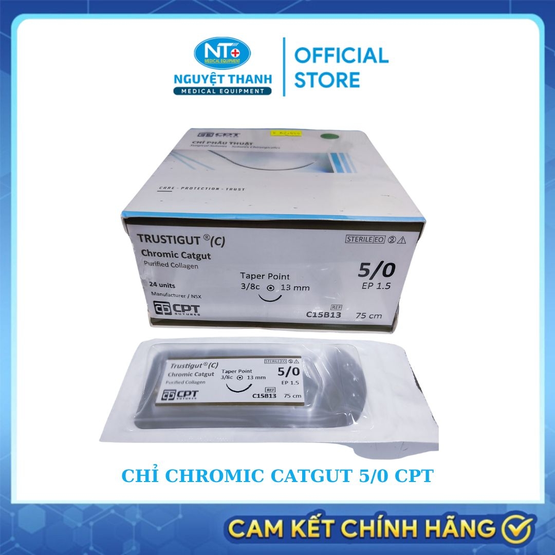 Chỉ Chromic Catgut 5/0 CPT Kim Tròn