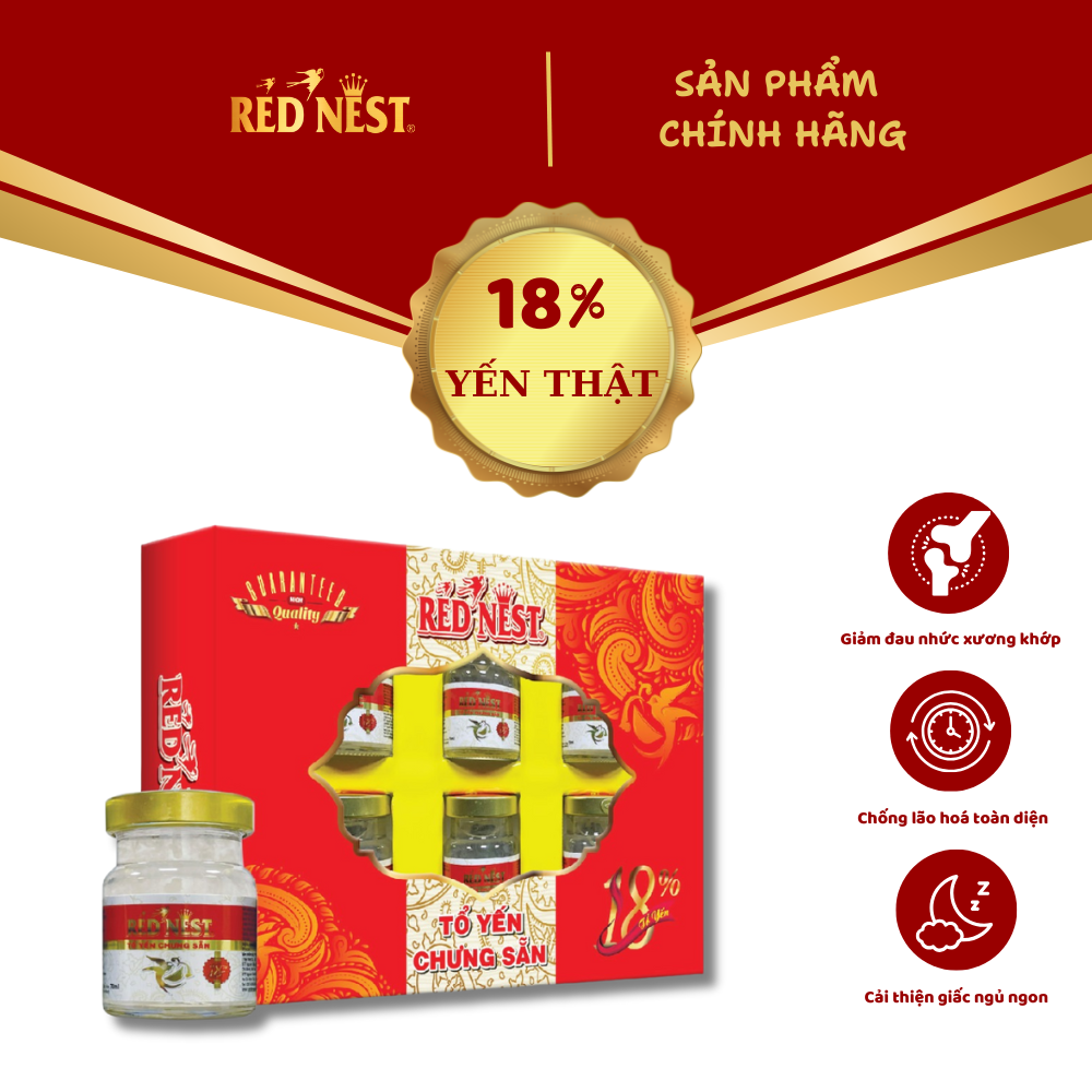 YẾN SÀO KHÁNH HÒA CHƯNG SẴN ĐƯỜNG 18% HỘP QUÀ REDNEST