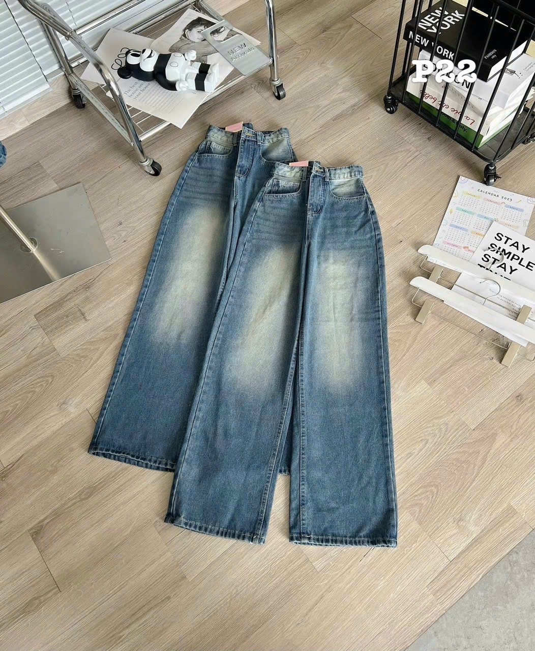 Quần Jean Ống Suông Dài Domi 2 màu