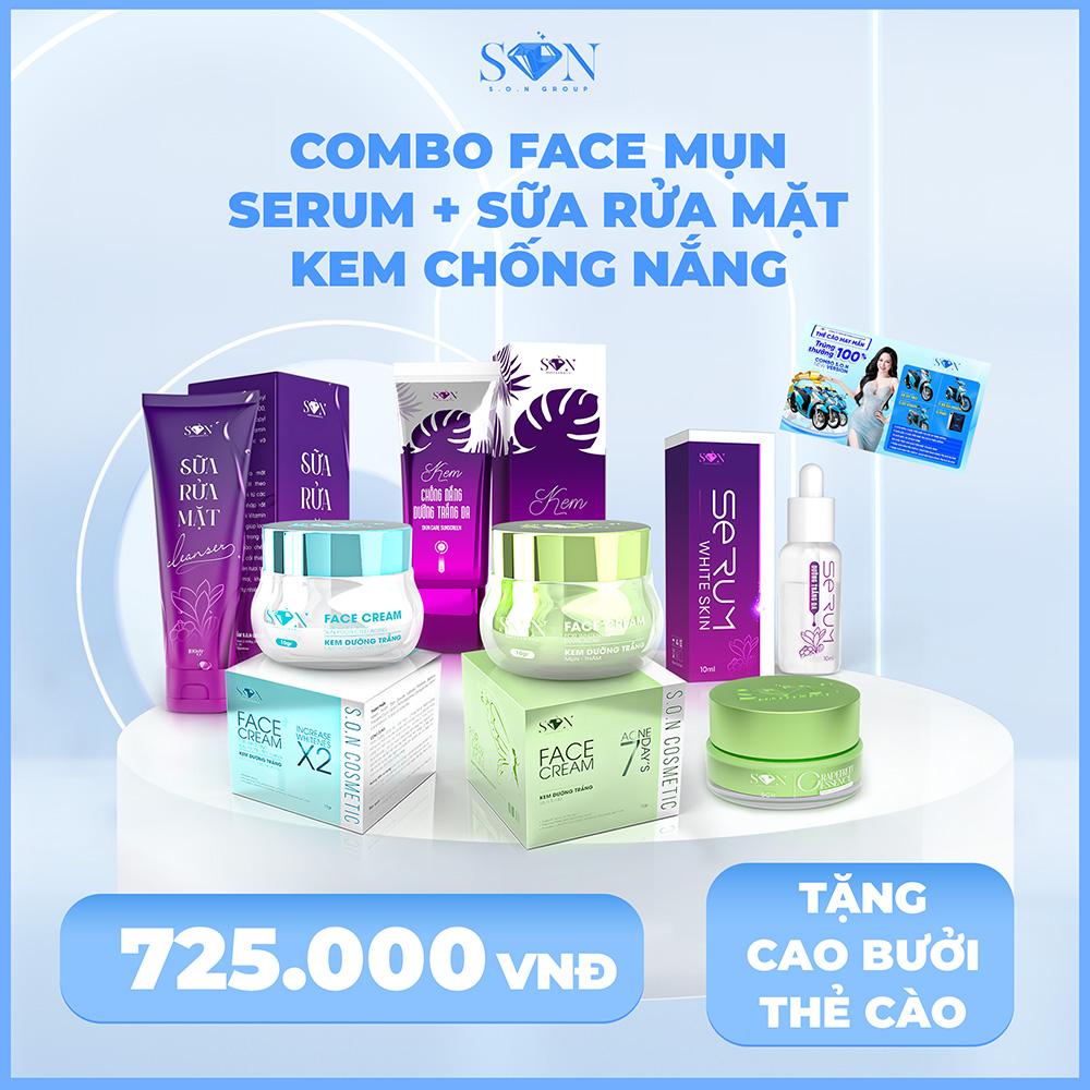 COMBO FACE MỤN - SERUM - SỬA RỬA MẶT KEM CHỐNG NẮNG