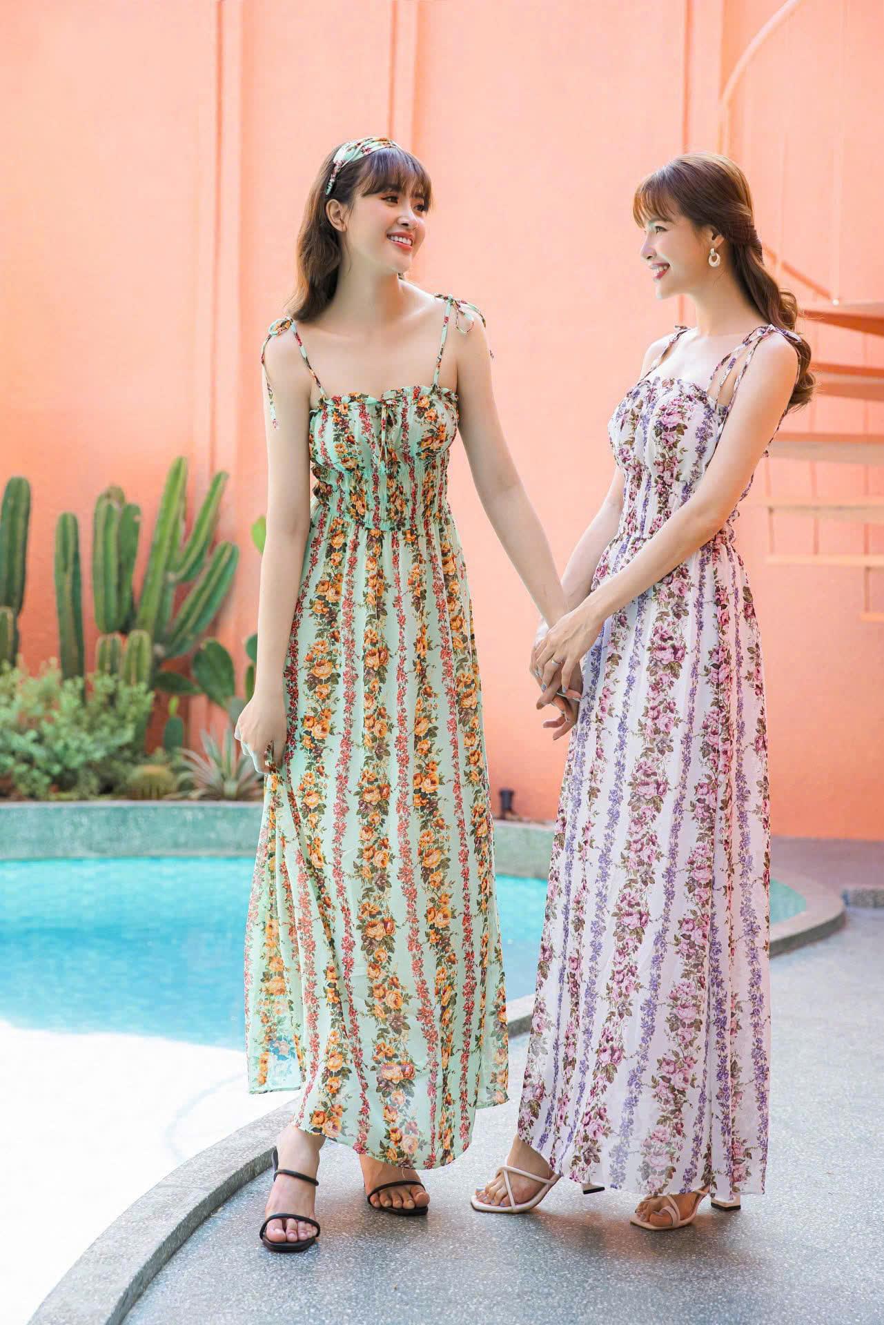 Váy Maxi 2 Dây Thắt Nơ - LN129