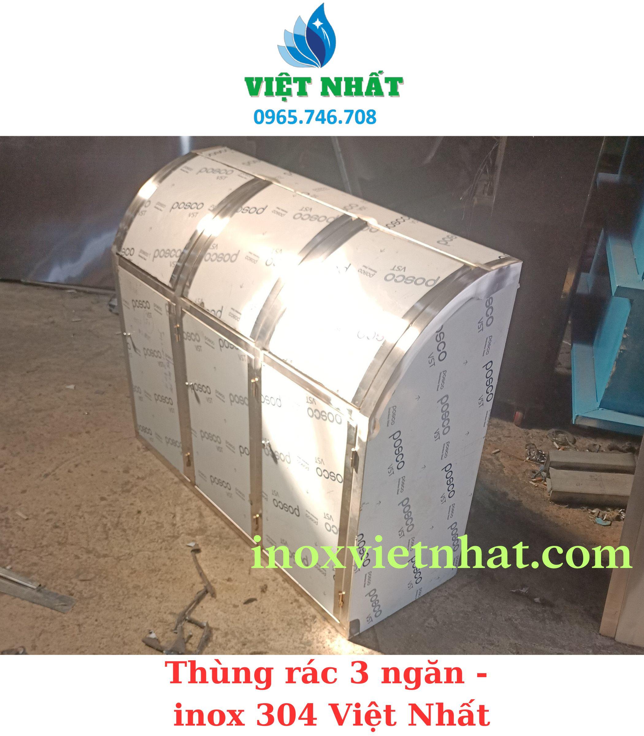 Thùng Rác 3 Ngăn Nắp Lật Inox 304 Việt Nhất – Giải Pháp Phân Loại Rác Hiệu Quả, Sang Trọng
