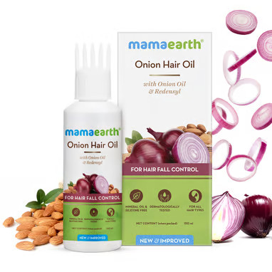 Dầu dưỡng tóc hành tây kích thích mọc tóc, chống rụng hiệu quả với Redensyl - Mamaearth Onion Hair Oil 150ml