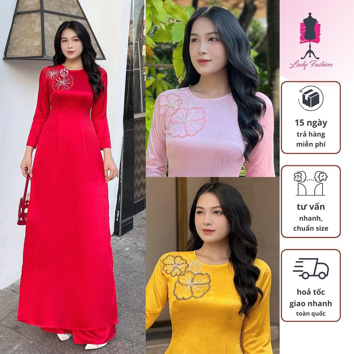 Áo dài gấm kết đá Thiết kế độc đáo dành cho nữ thanh lịch AD158 LADY FASHION