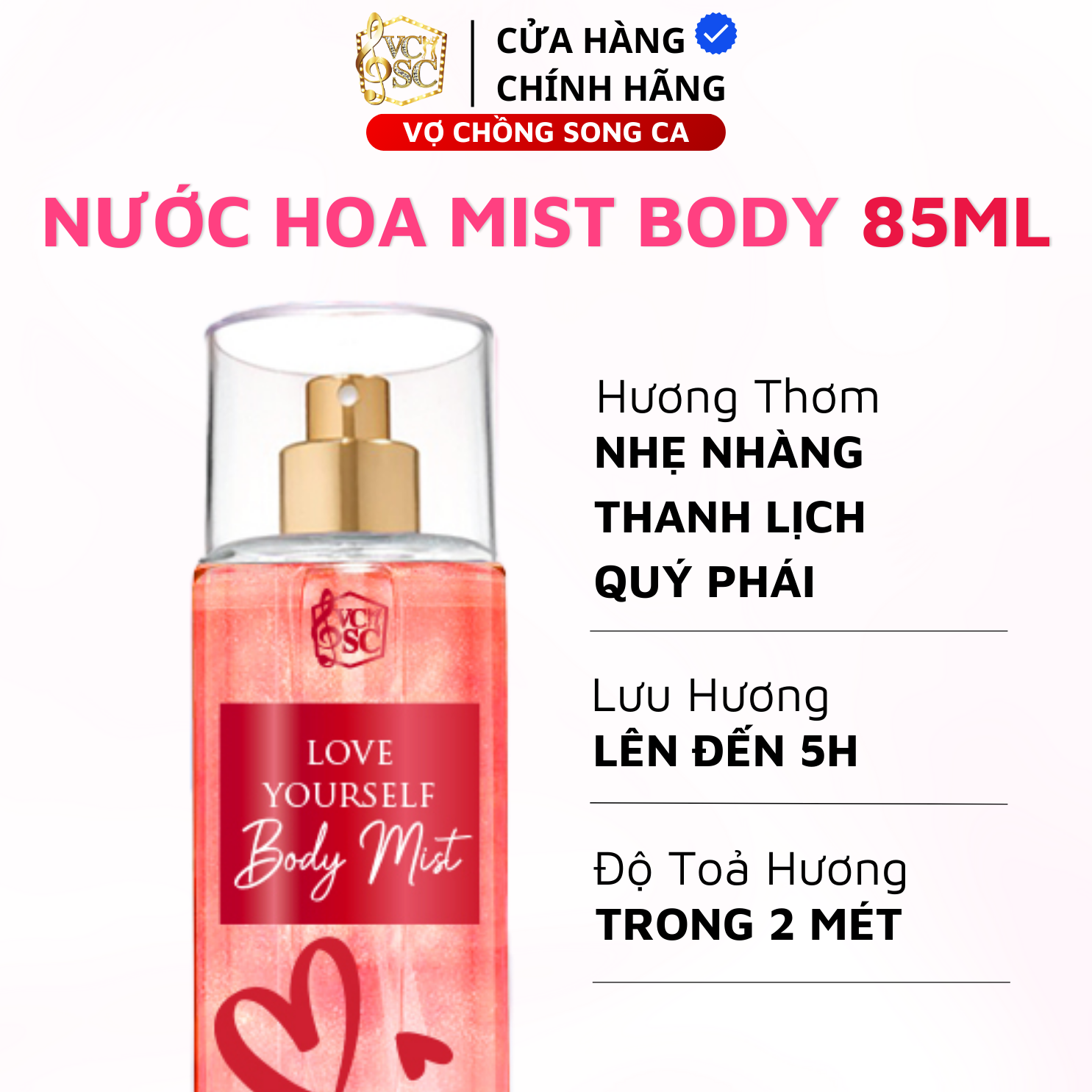 ( 2 chai) Body Mist love yourself VCSC - Hiệu ứng nhũ lấp lánh