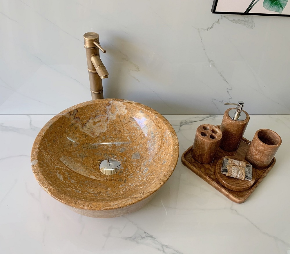 lavabo đá tự nhiên Vàng - mỏng