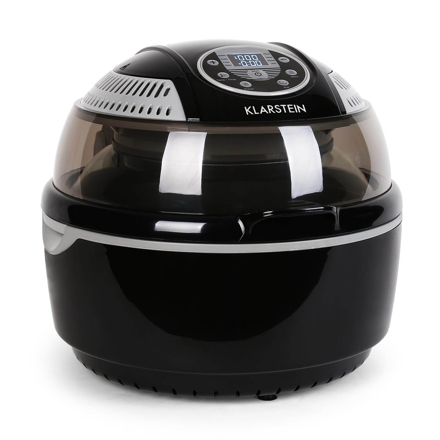 Klarstein - Nồi chiên không dầu màu đen - VitAir Black 1400W Grillen Backen 9 Lit