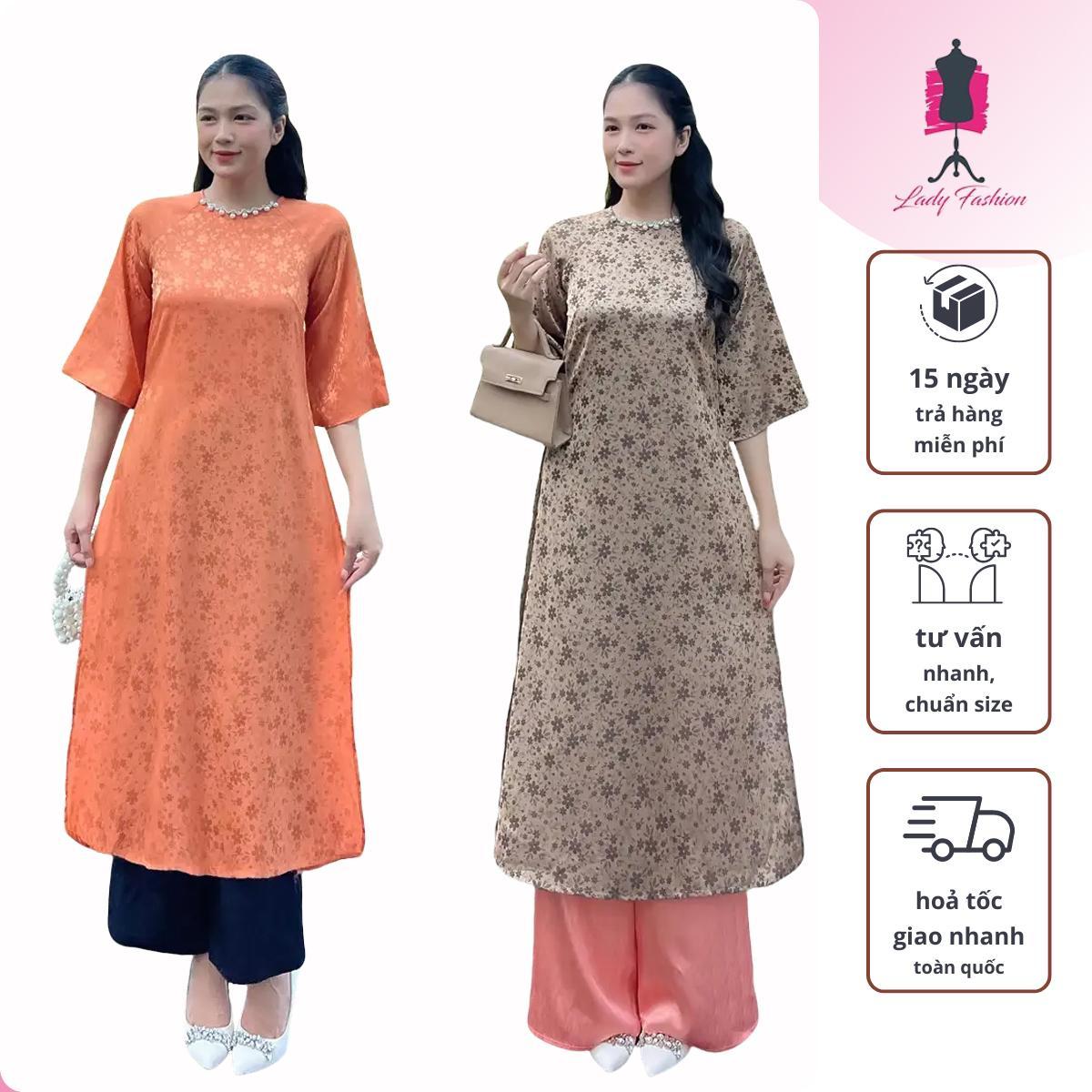 Áo dài cách tân Ladyfashion dáng suông phối phụ kiện sang chảnh AD068