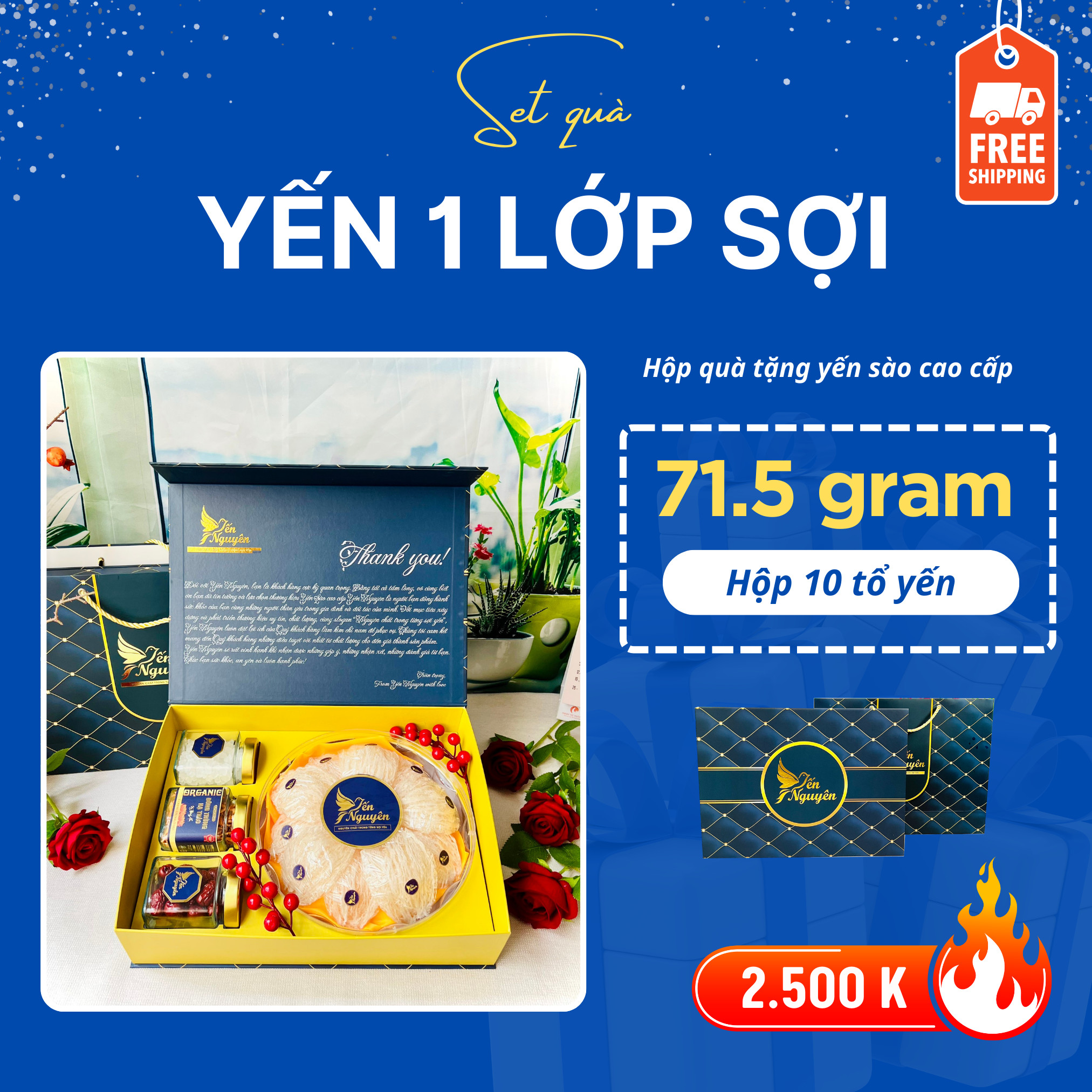 HỘP QUÀ 10 TỔ YẾN 1 LỚP SỢI - MUA 01 TẶNG 03