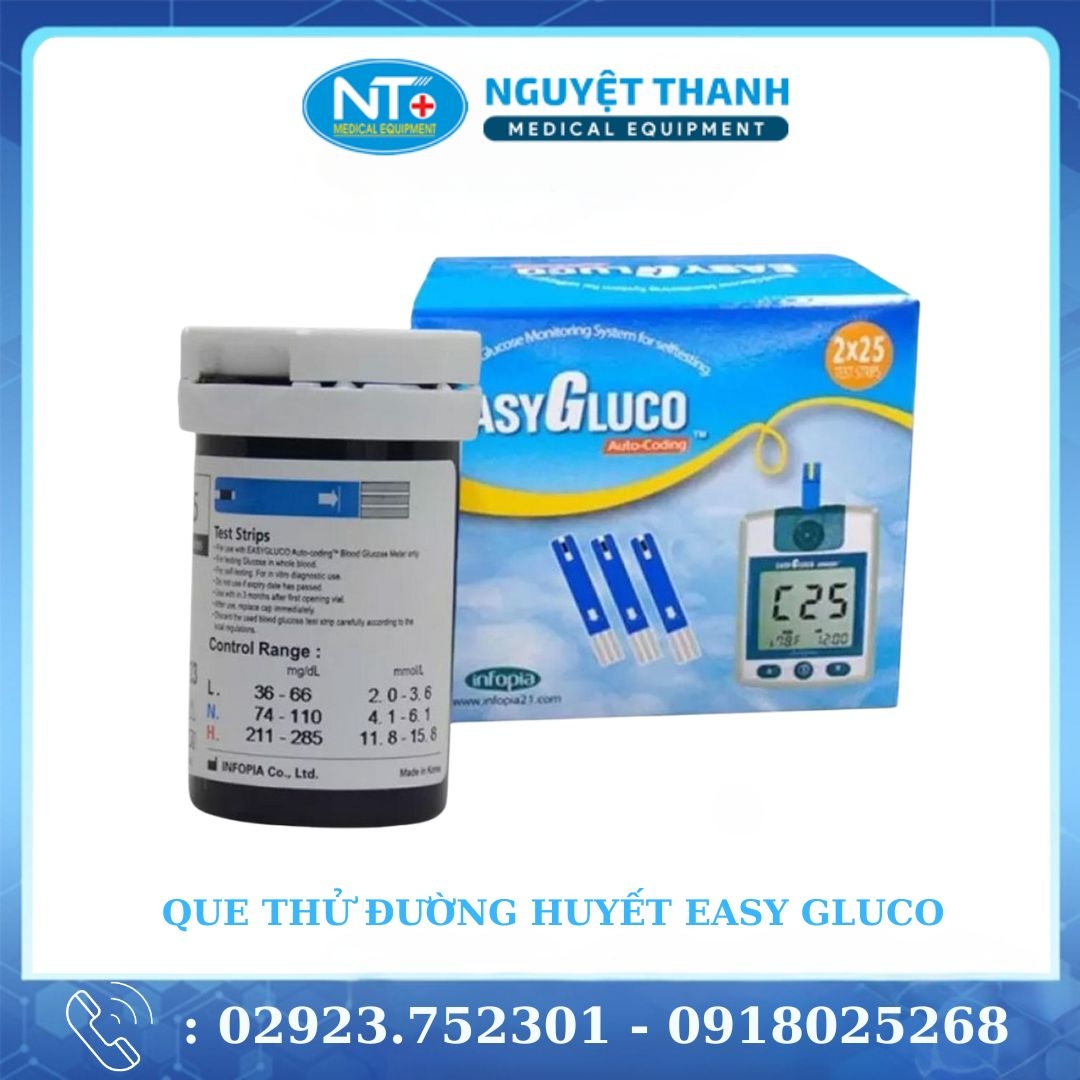 Que Thử Đường Huyết Easy Gluco - Lọ 25 Que