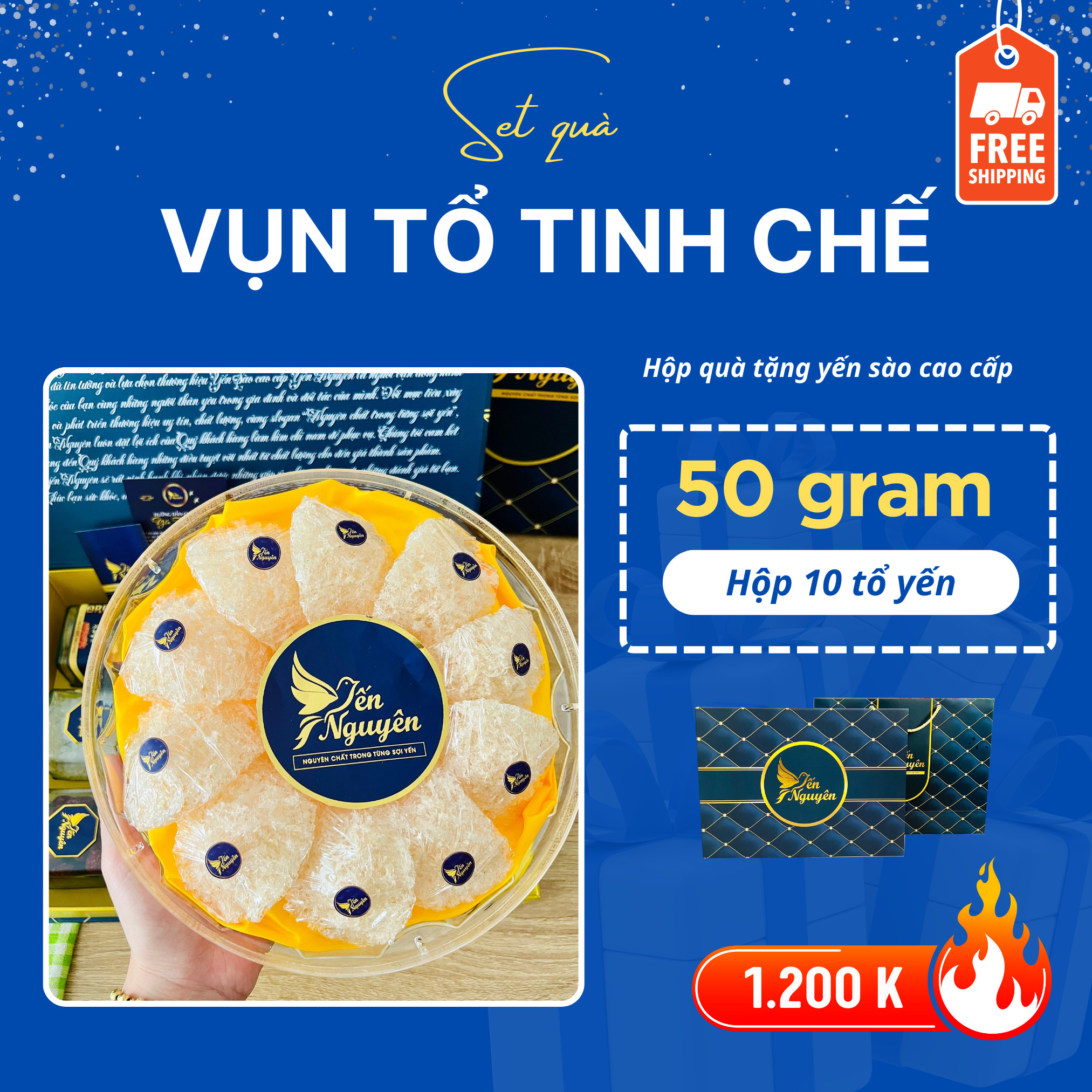 HỘP QUÀ 10 TÔ YẾN VỤN ĐẮP TỔ - MUA 01 TẶNG 03