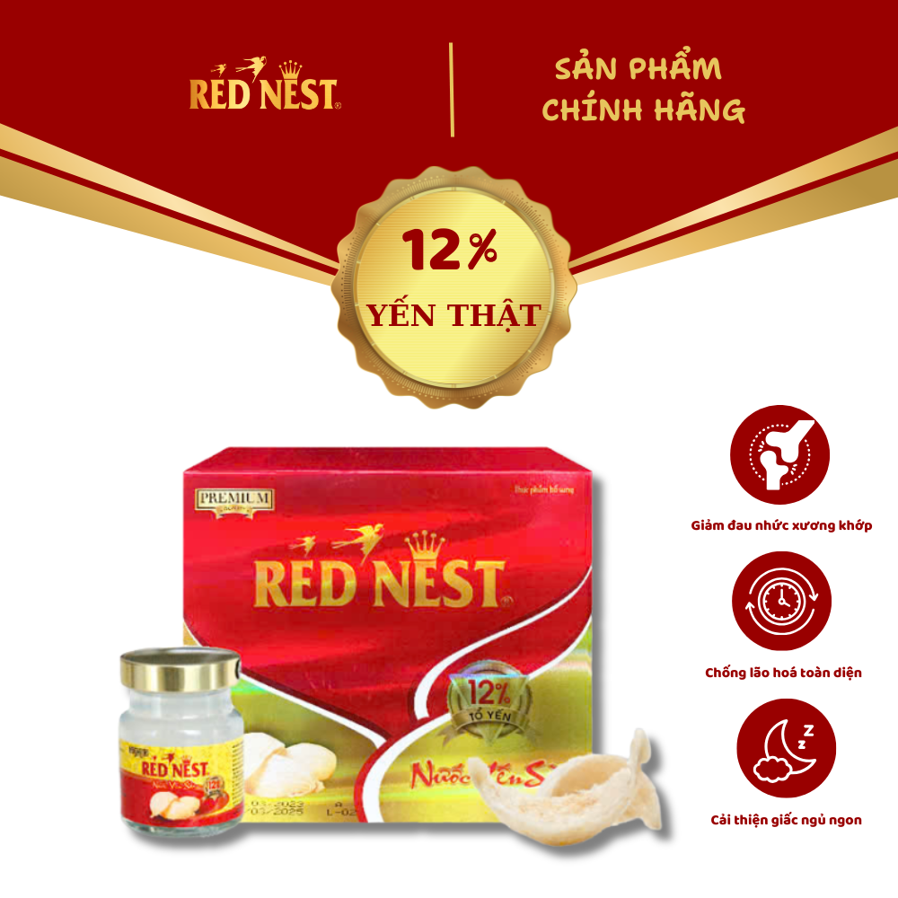 NƯỚC YẾN SÀO RED NEST ĐƯỜNG 12%  - XÁCH 6