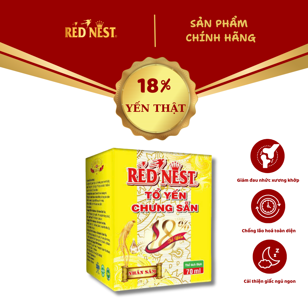 YẾN SÀO KHÁNH HÒA CHƯNG SẴN NHÂN SÂM 18% LỌ REDNEST