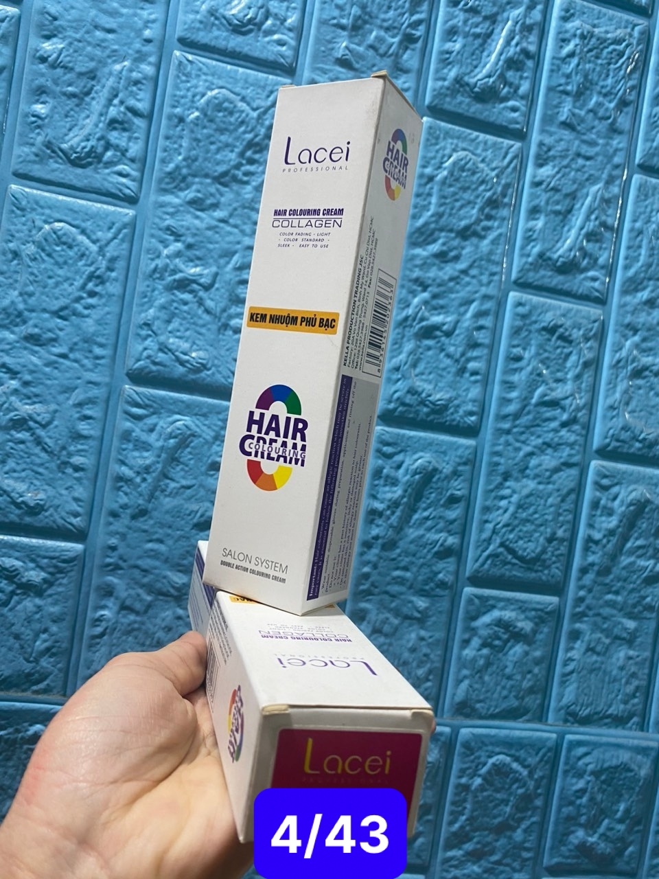TCNhuộm chuyên nghiệp Lacei mã 4/43 Tuýp 100g Phủ Bạc