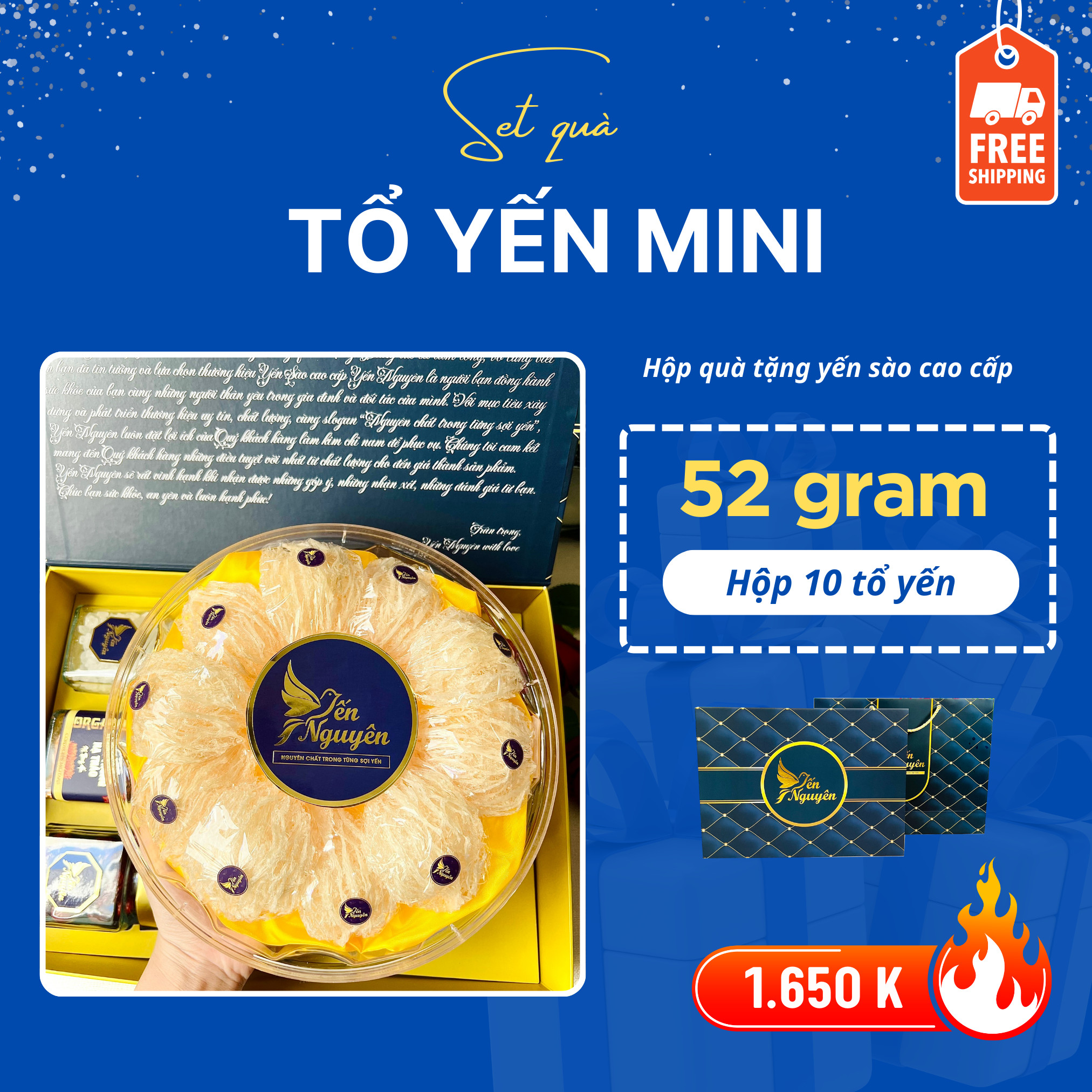 HỘP QUÀ YẾN 10 TỔ MINI - MUA 01 TẶNG 03