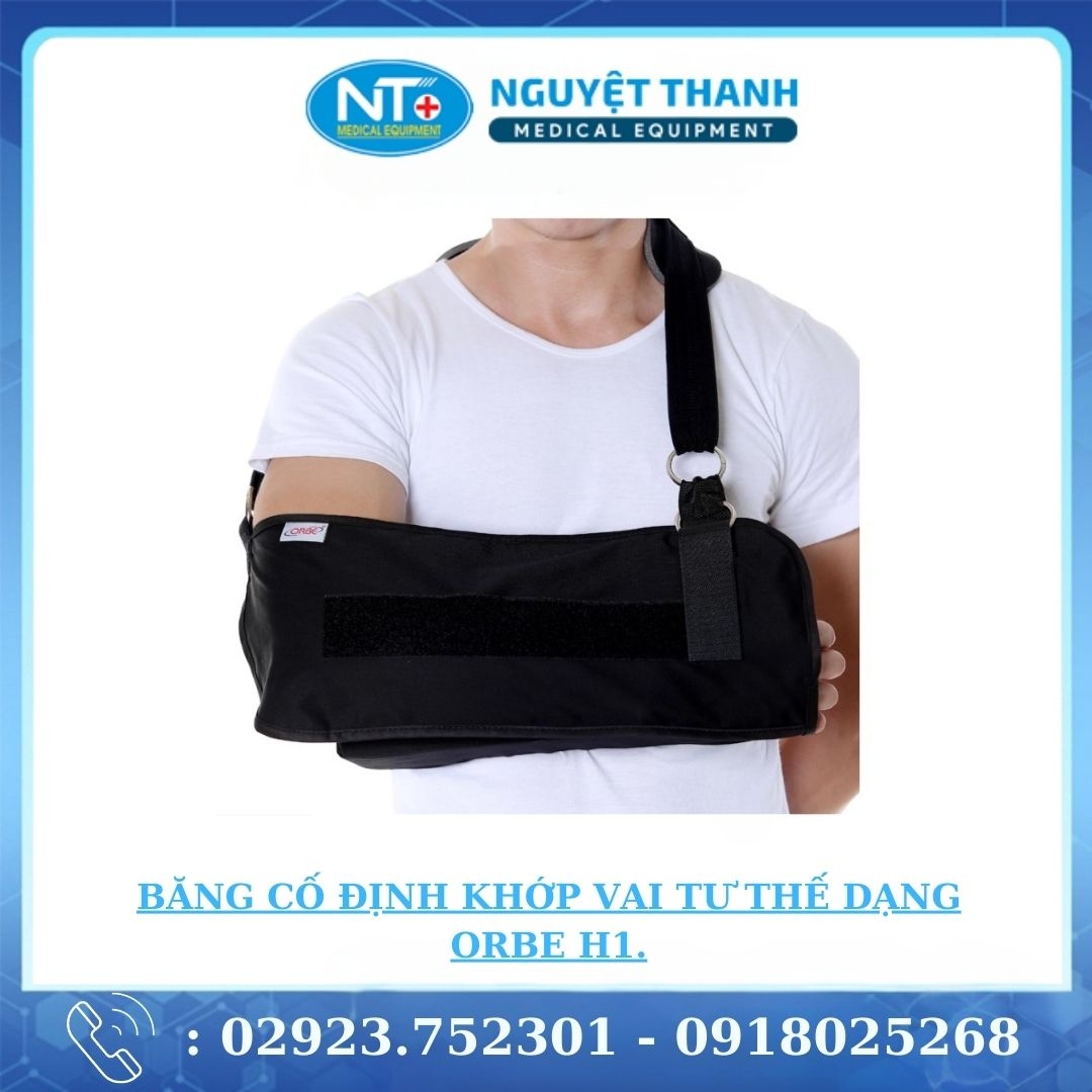 Băng Cố Định Khớp Vai Tư Thế Dạng Orbe H1. Có gối đi kèm, giúp tay dạng ra từ 15-30°.