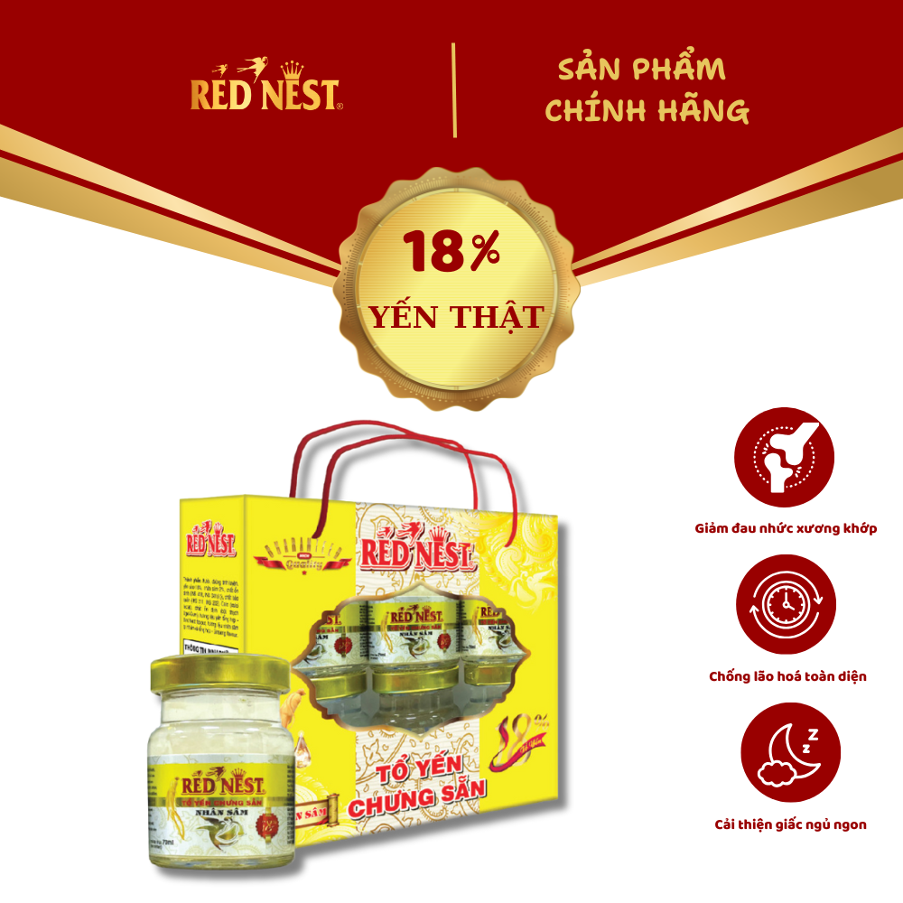 TỔ YẾN RED NEST CHƯNG SẴN NHÂN SÂM  18% - XÁCH 6