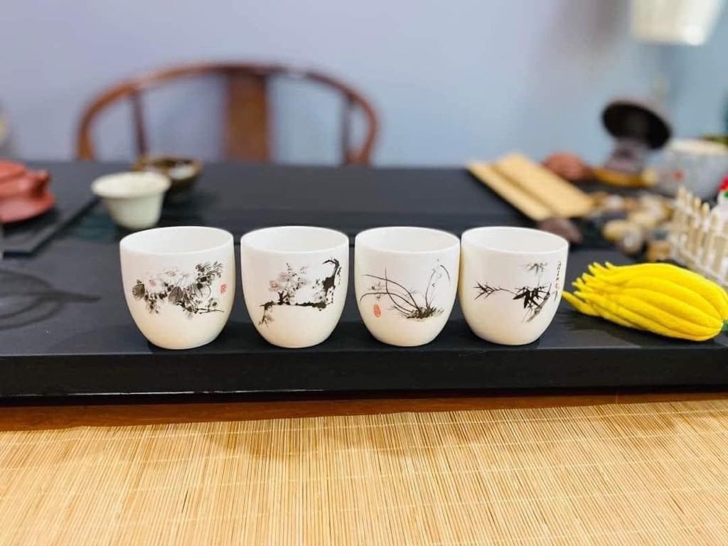 Set 4 chén ngọc dương chỉ