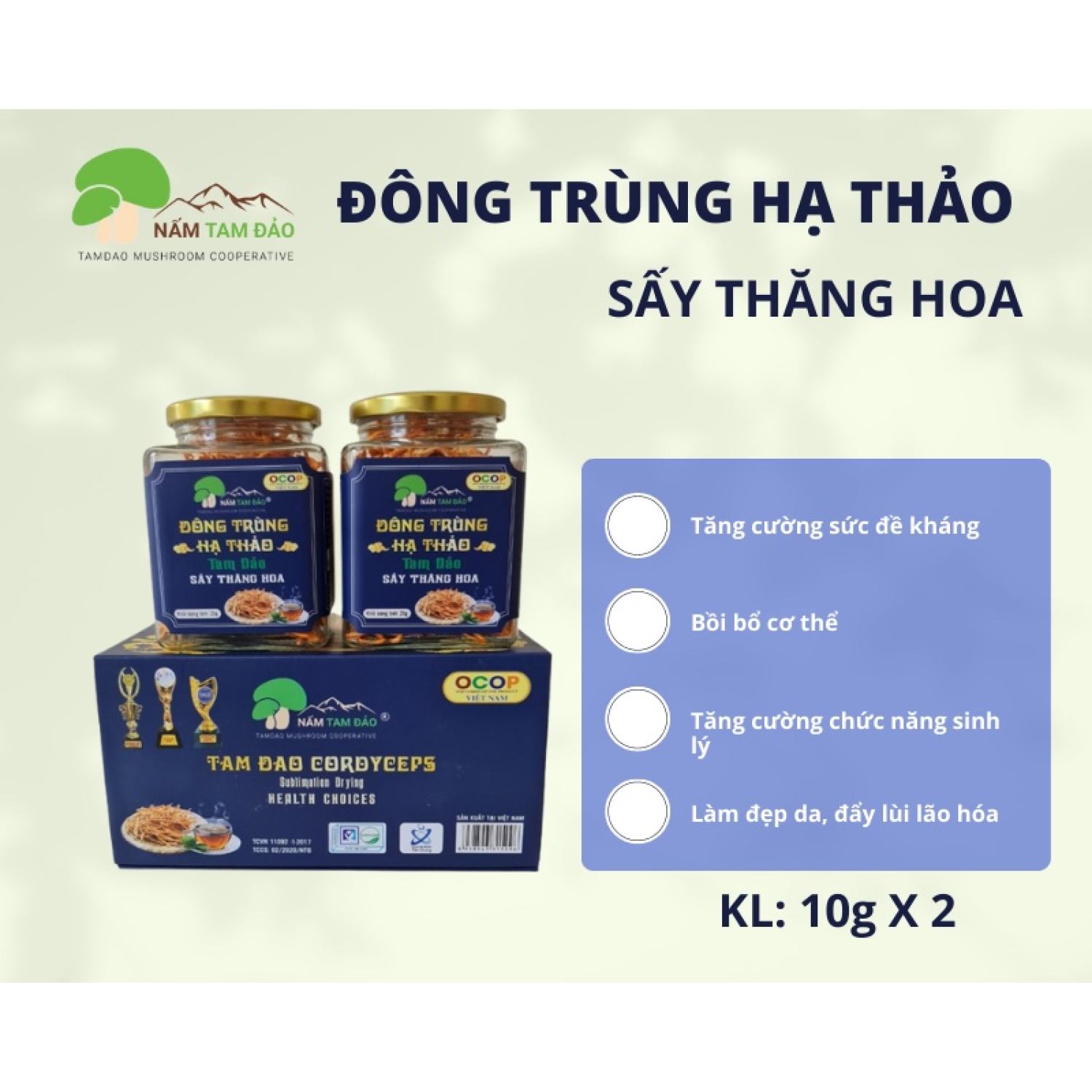 Đông Trùng Hạ Thảo Tam Đảo - hộp Luxury 10g x 2 hộp