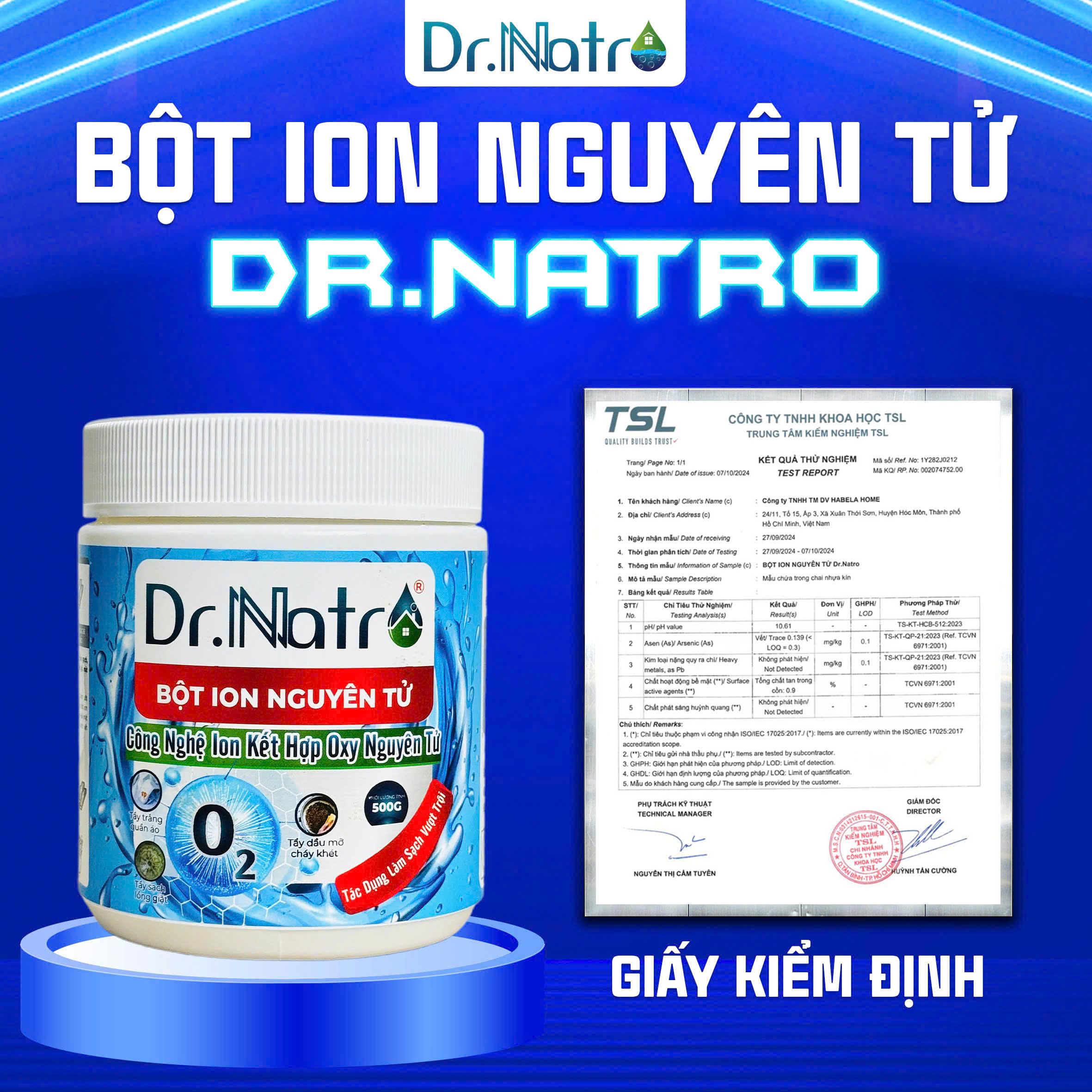 BỘT ION NGUYÊN TỬ DR NATRO SẠCH MỌI VẾT BẨN TRÊN ÁO QUẦN 500GR