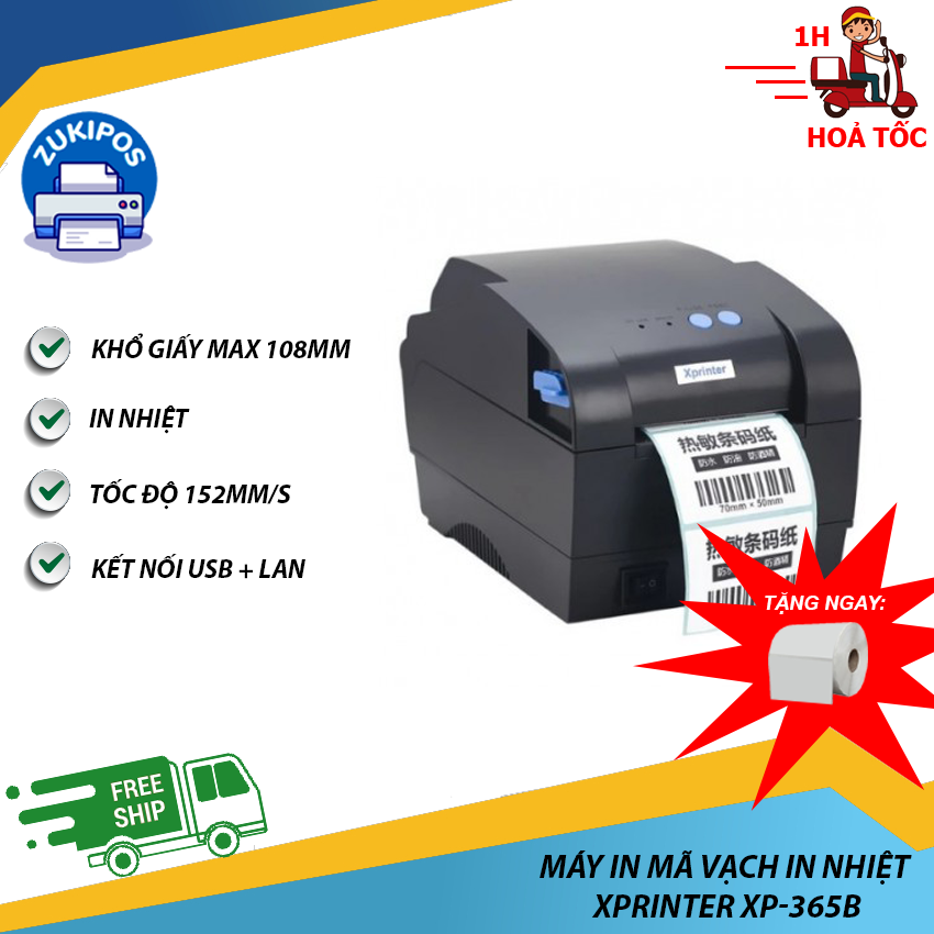 Máy in mã vạch nhiệt Xprinter XP-365B Siêu Bền Chính Hãng BH 12 Tháng