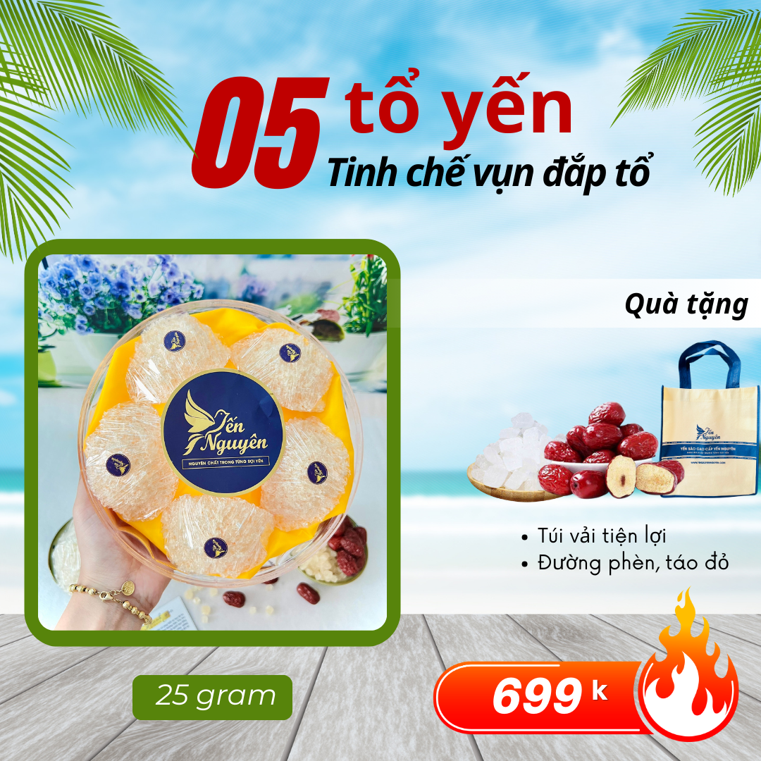 SET 5 TỔ YẾN VỤN TINH CHẾ - TẶNG TÚI VÀ GIA VỊ
