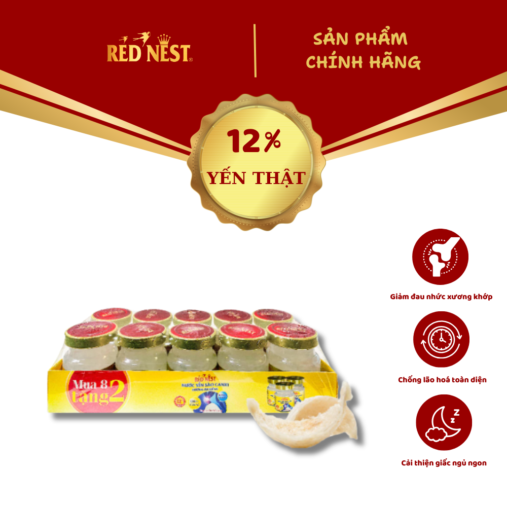 NƯỚC YẾN SÀO RED NEST  CANXI 12%  - LỐC 8+2