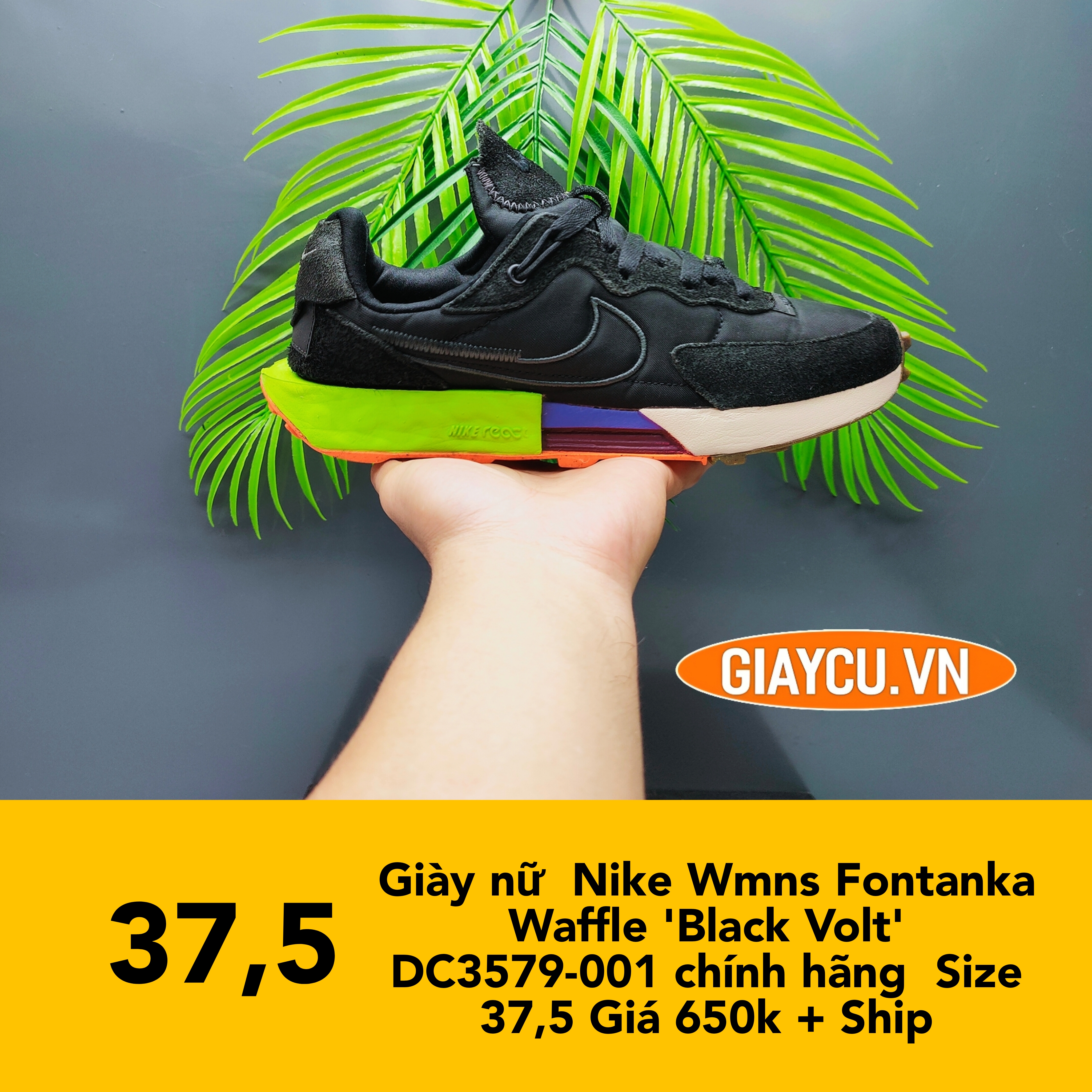 Giày nữ  Nike Wmns Fontanka Waffle 'Black Volt' DC3579-001 chính hãng 