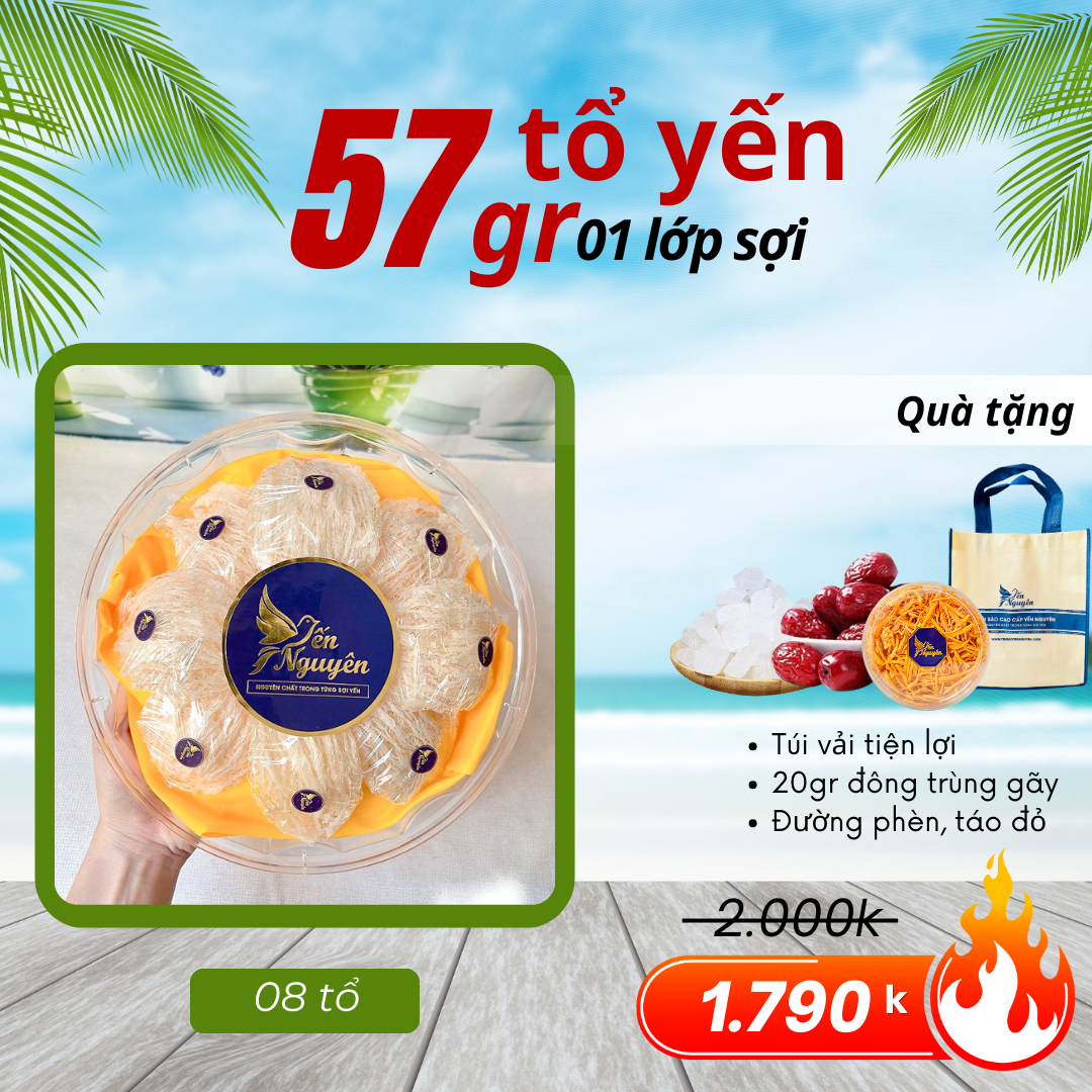 57gr TỔ YẾN TINH CHẾ  LỚP SỢI - TẶNG TÚI VÀ GIA VỊ