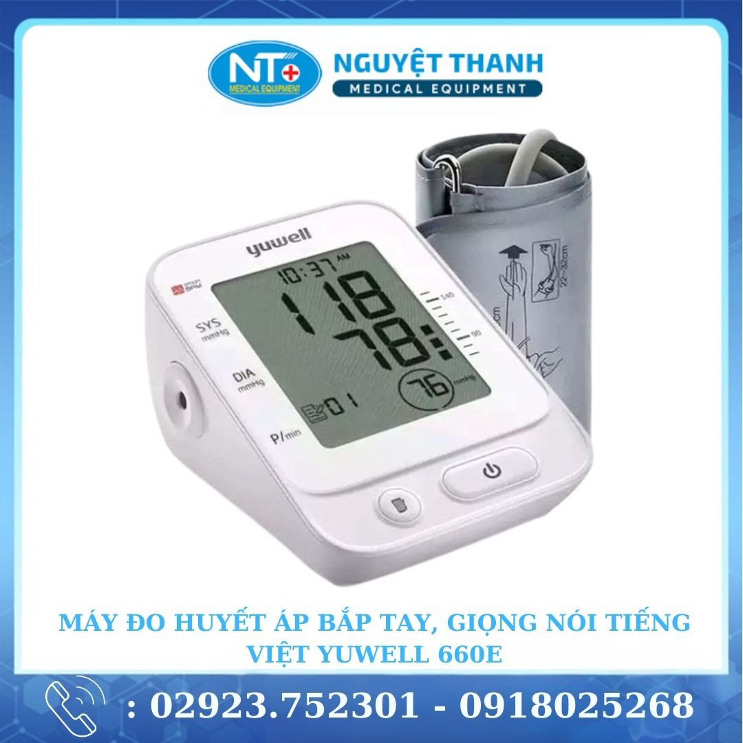 Máy Đo Huyết Áp Điện Tử Bắp Tay YUWELL YE660E - Có Giọng Nói Tiếng Việt
