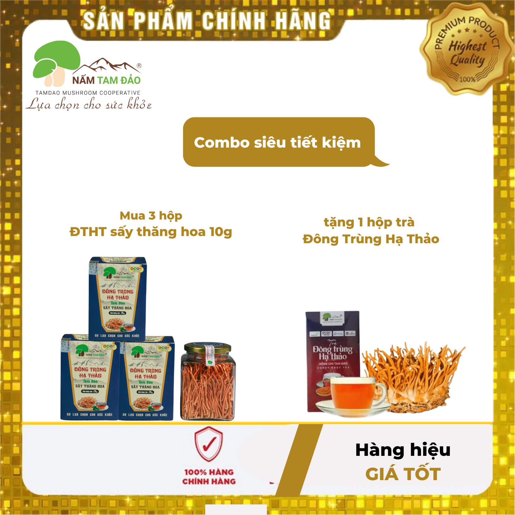 SỢI ĐÔNG TRÙNG HẠ THẢO COMBO 3 HỘP TẶNG 1 HỘP TRÀ HỒNG CHI GIÁ 160K