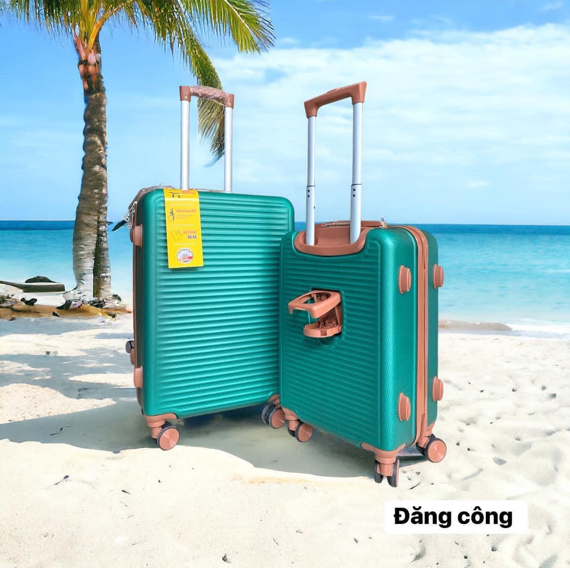 VALI MẪU 033 VỚI THIẾT KẾ ĐỘC DÁO, VIỀN CAM ĐẦY TINH TẾ, CÓ LY NƯỚC PHÍA SAU ĐẦY TIỆN LỢI