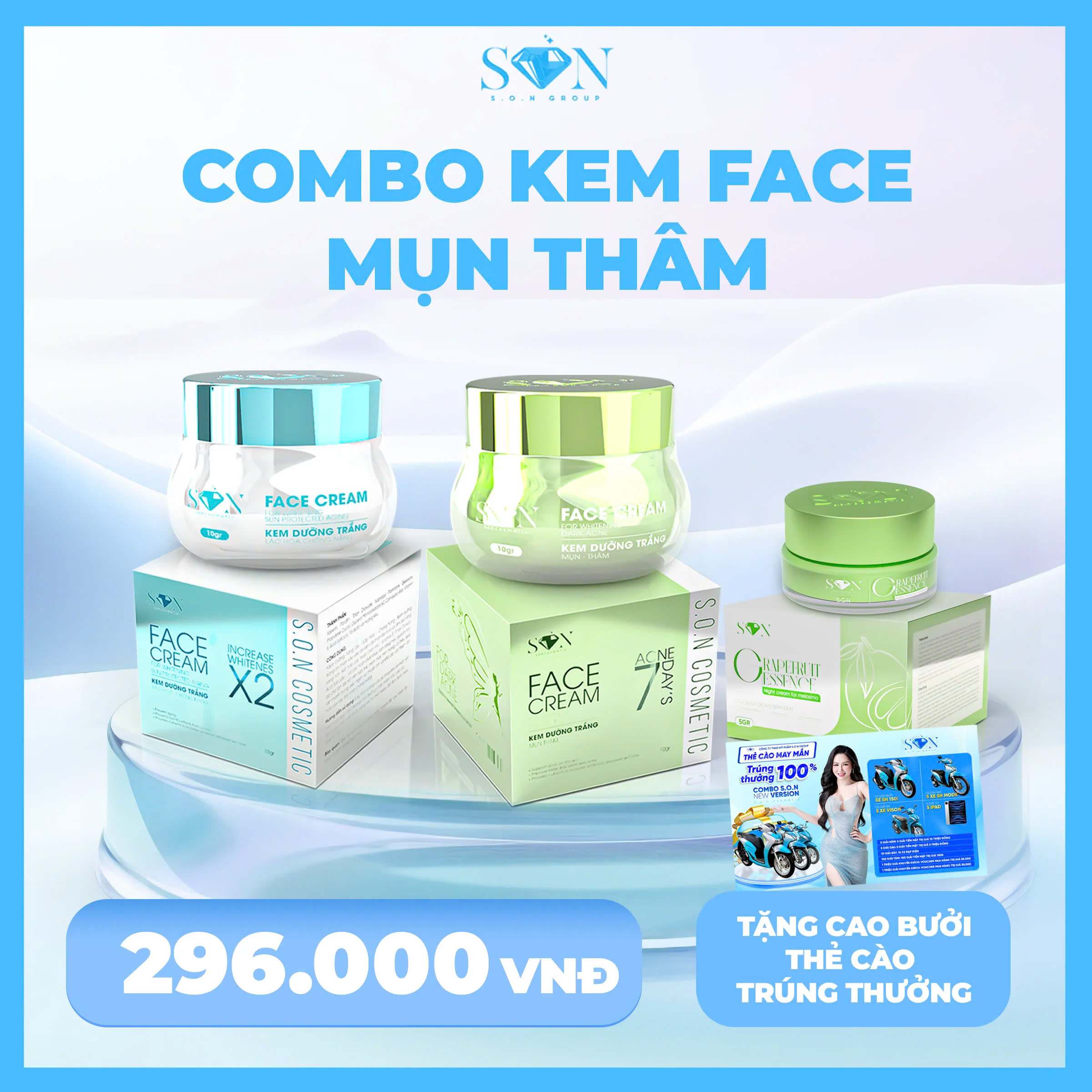 COMBO FACE DƯỠNG TRẮNG DA GIẢM MỤN THÂM - CÔ TIÊN BEAUTY
