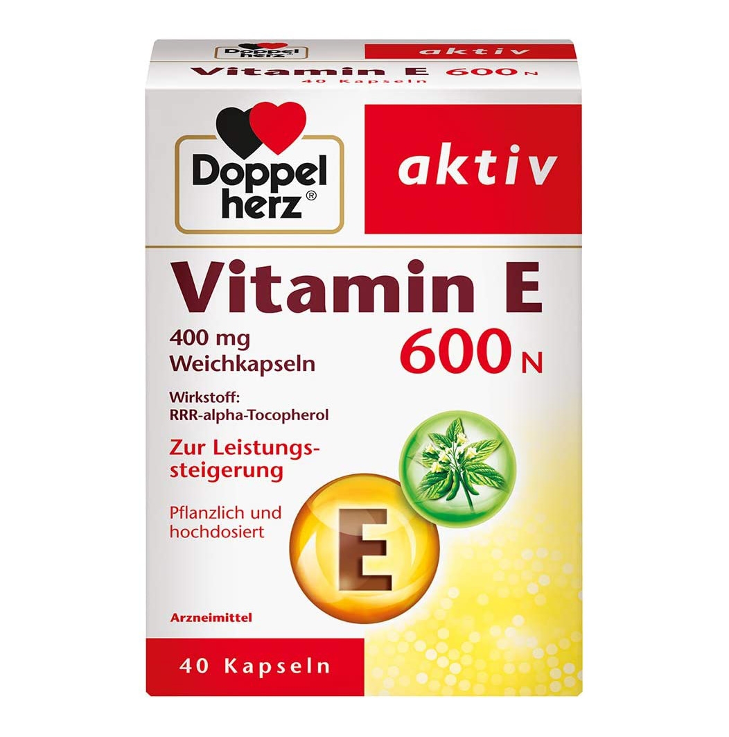 DOPPEL HERZ Vitamin E 600N - Viên nang bổ sung Vitamin E từ dầu thực vật tự nhiên, hộp 40 viên